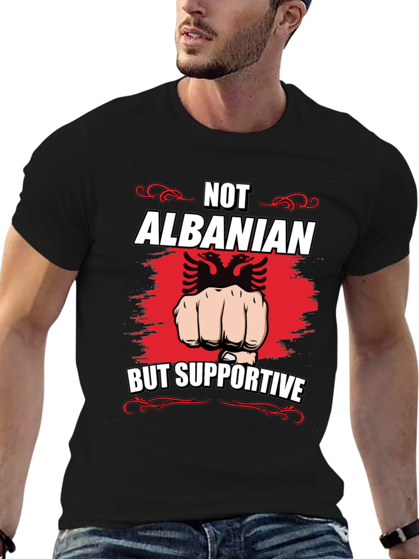 Black Albanian Supporter Graphic T-Shirt view 6