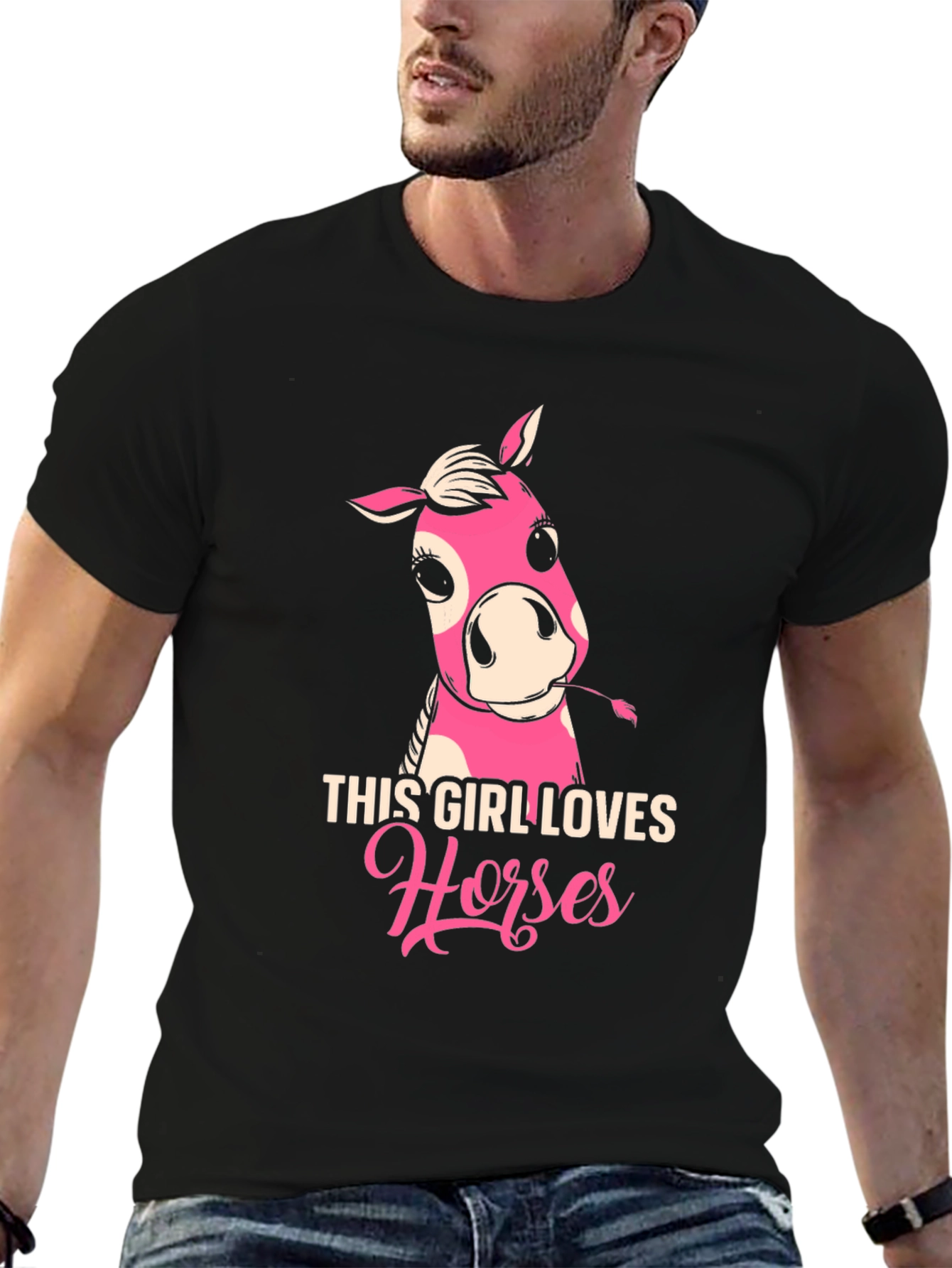Black This Girl Loves Horses Black T-Shirt view 6