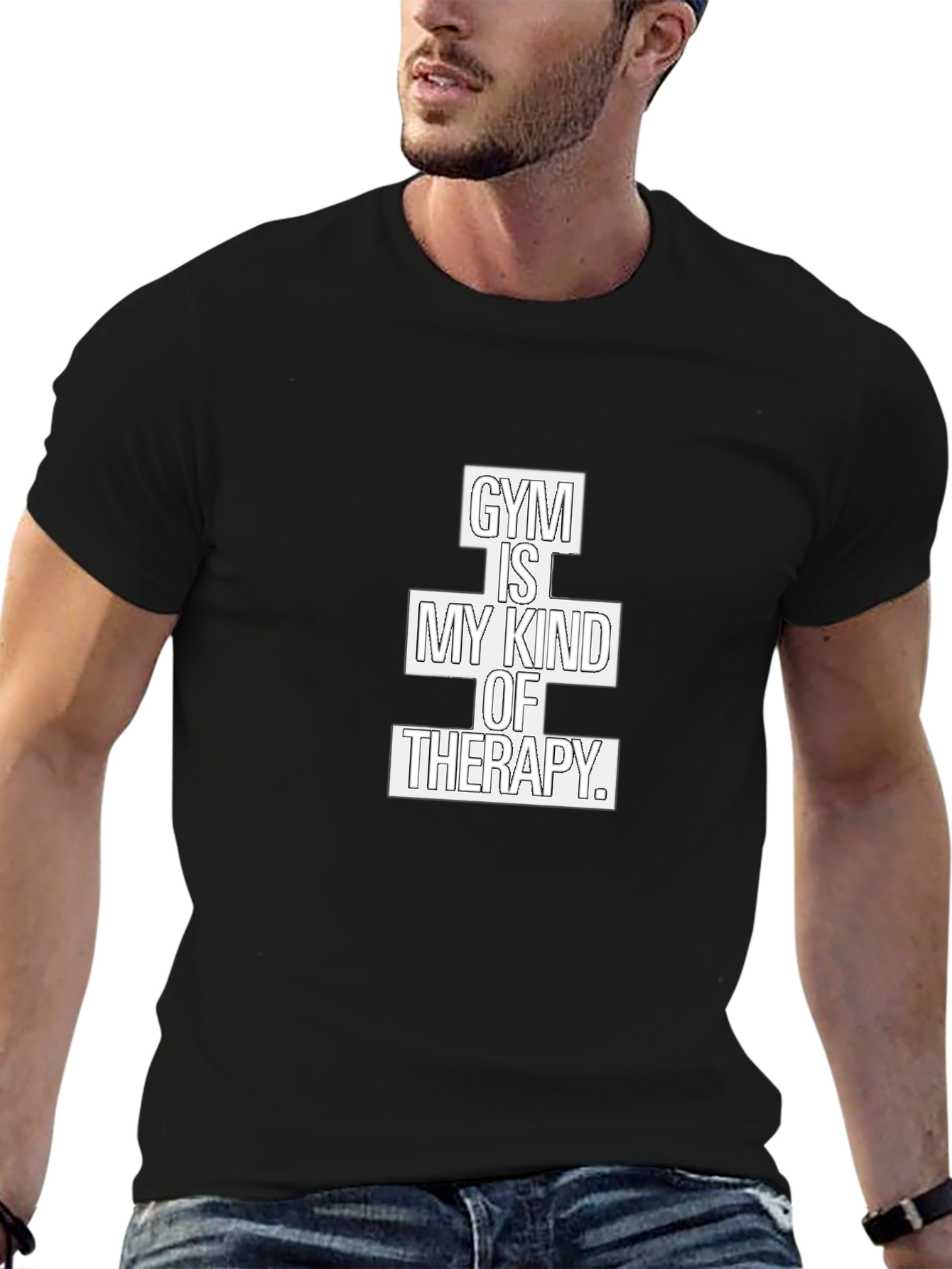 Black Gym is My Kind of Therapy Graphic T-Shirt view 6