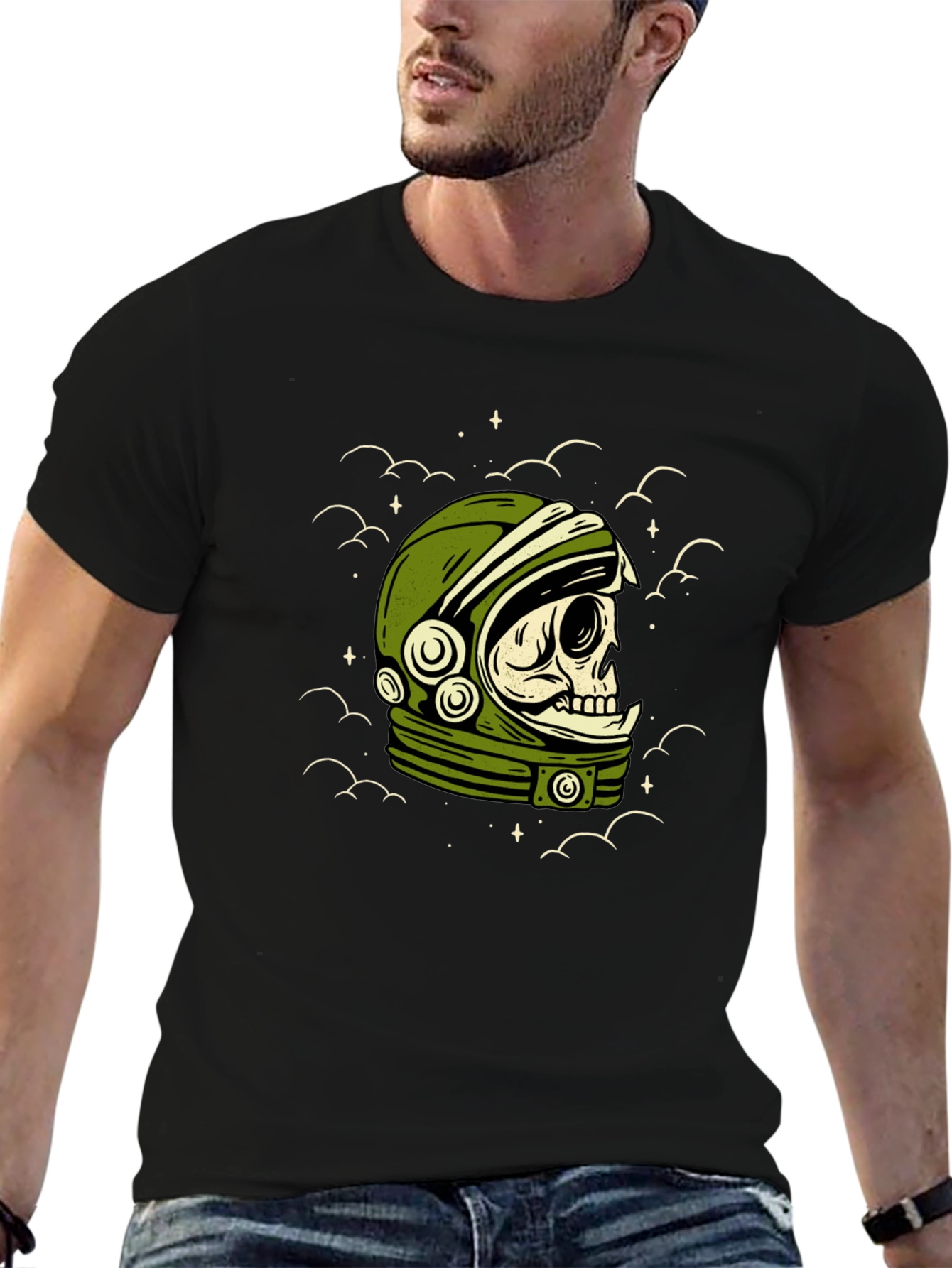 Black Astronaut Skull Graphic Tee view 6