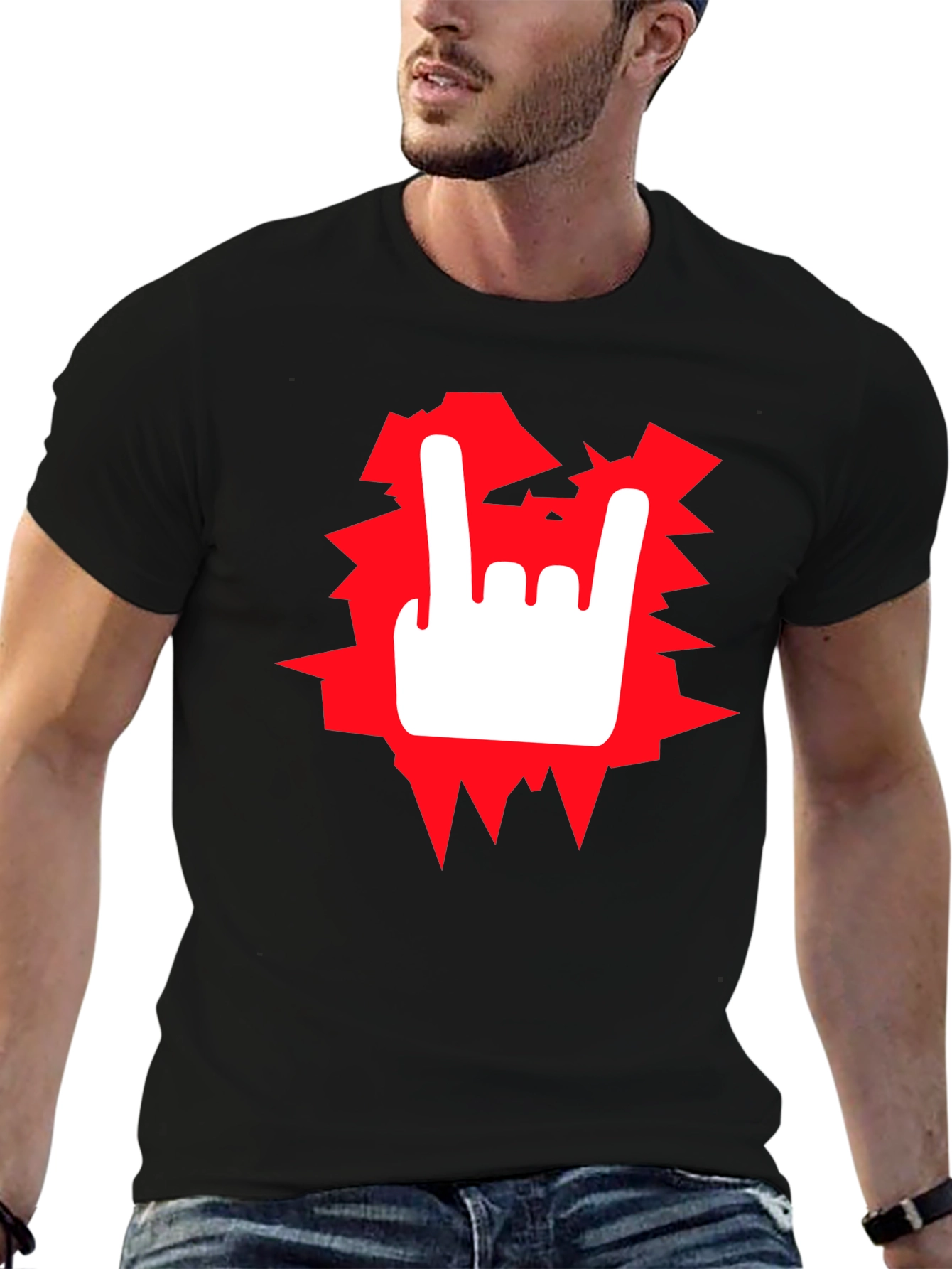 Black Rock On! Graphic Tee - Black Cotton T-Shirt view 6