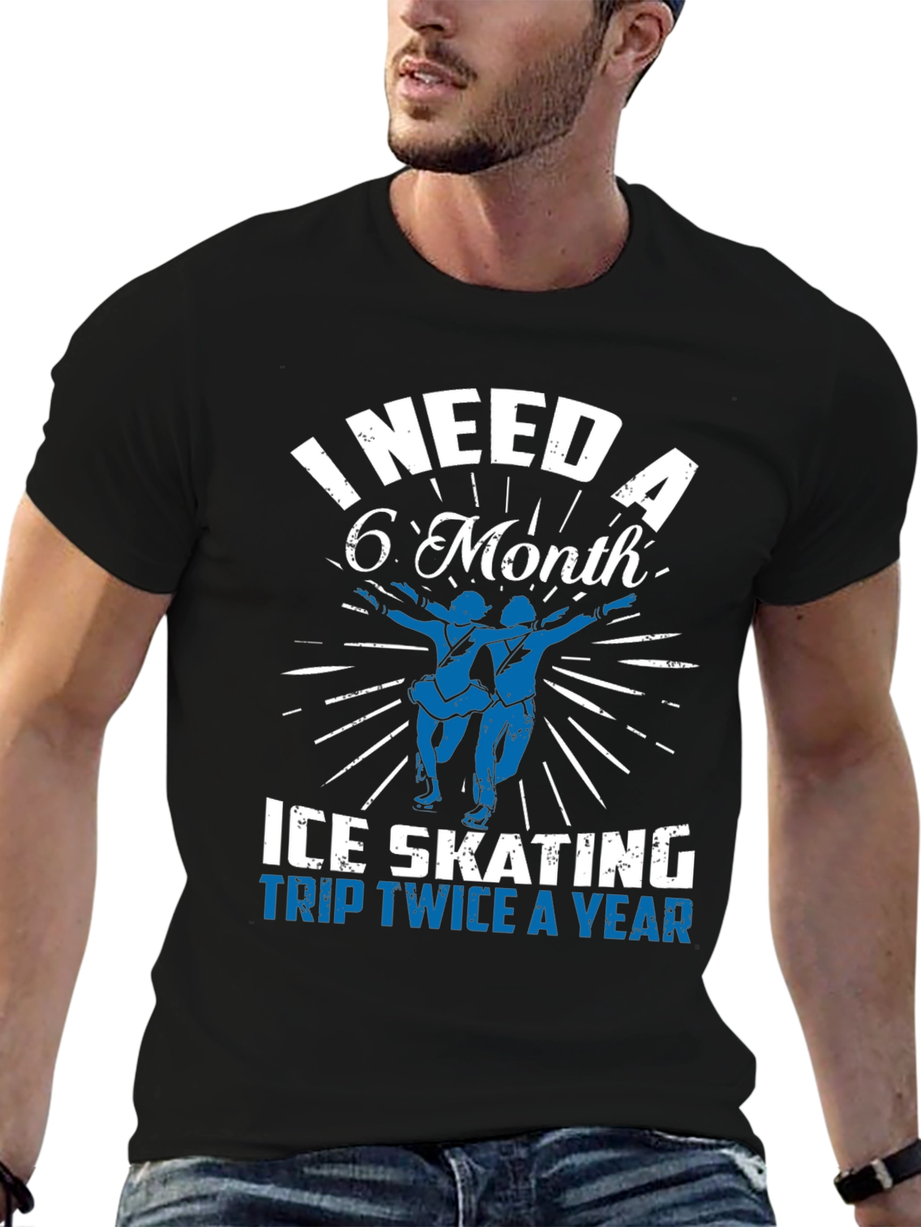 Black Ice Skating Trip T-Shirt - Need a 6 Month Break view 6