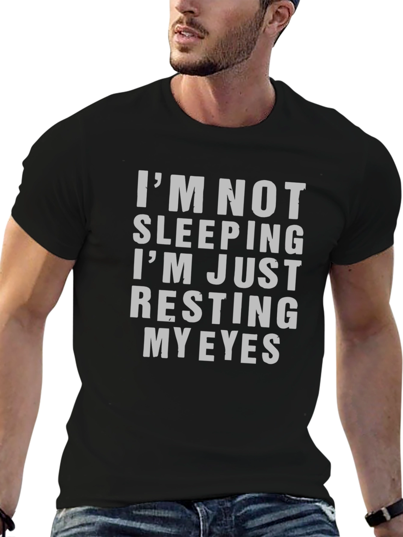 Black I'm Not Sleeping Men's Graphic Tee - Black view 6