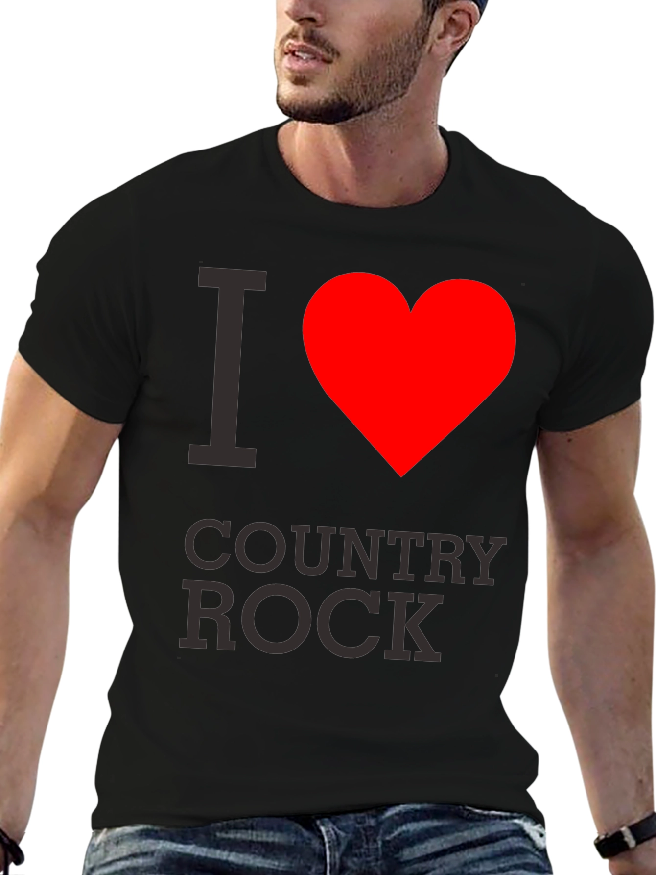Black I Heart Country Rock Black T-Shirt view 6