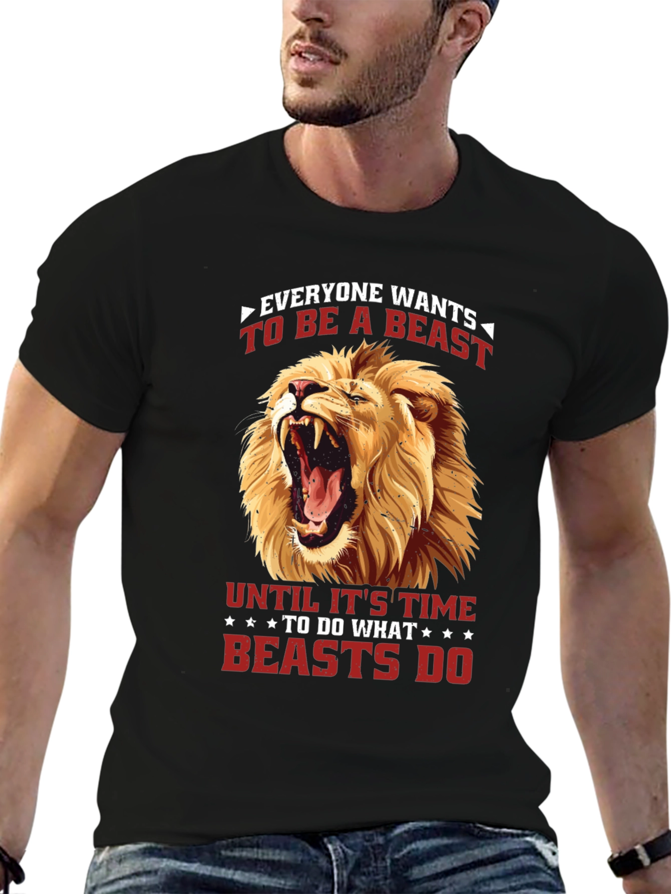 Black Lion Beast Graphic T-Shirt - Bold Statement Tee view 6