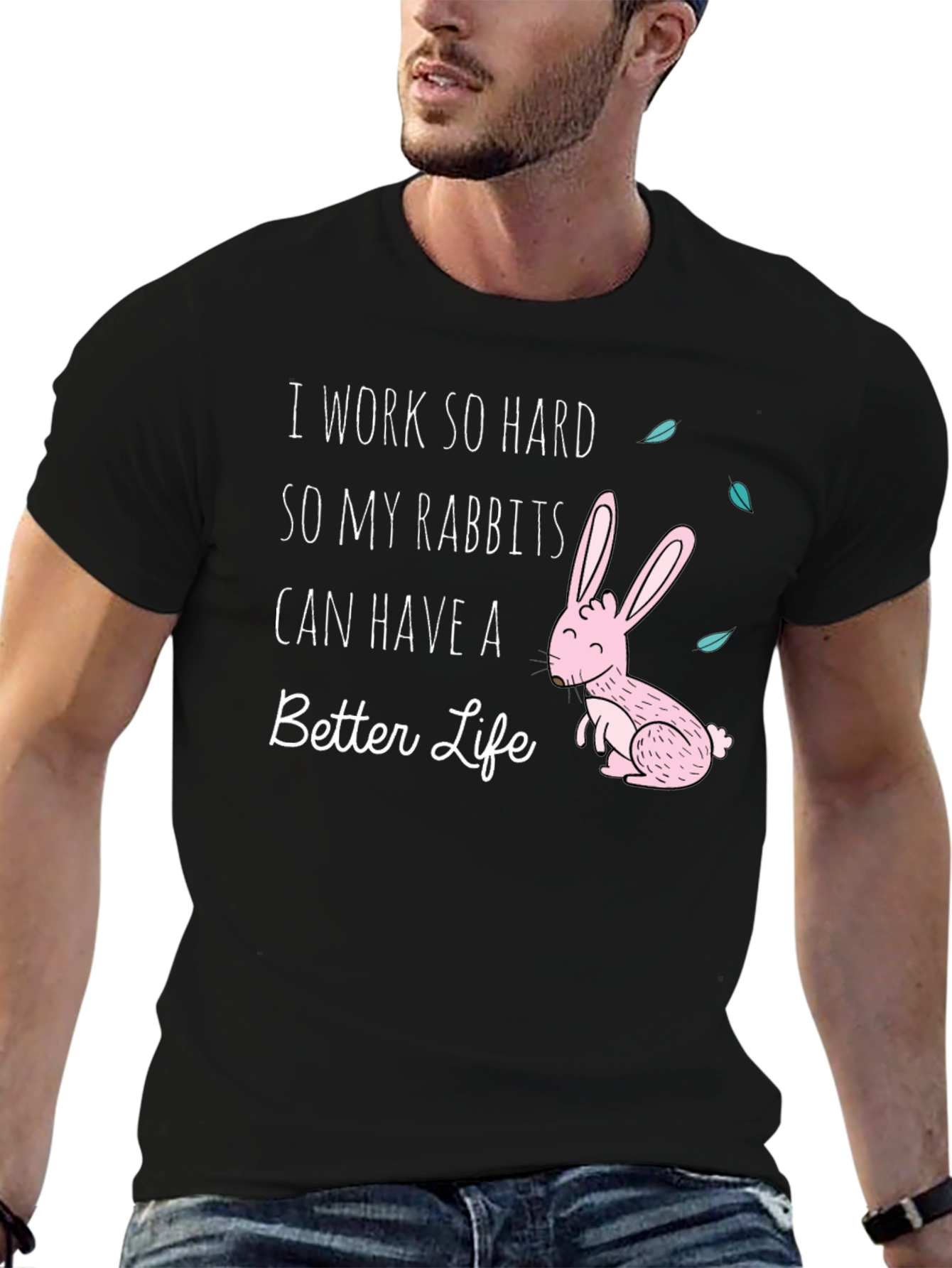 Black Rabbit Lover Graphic T-Shirt view 6