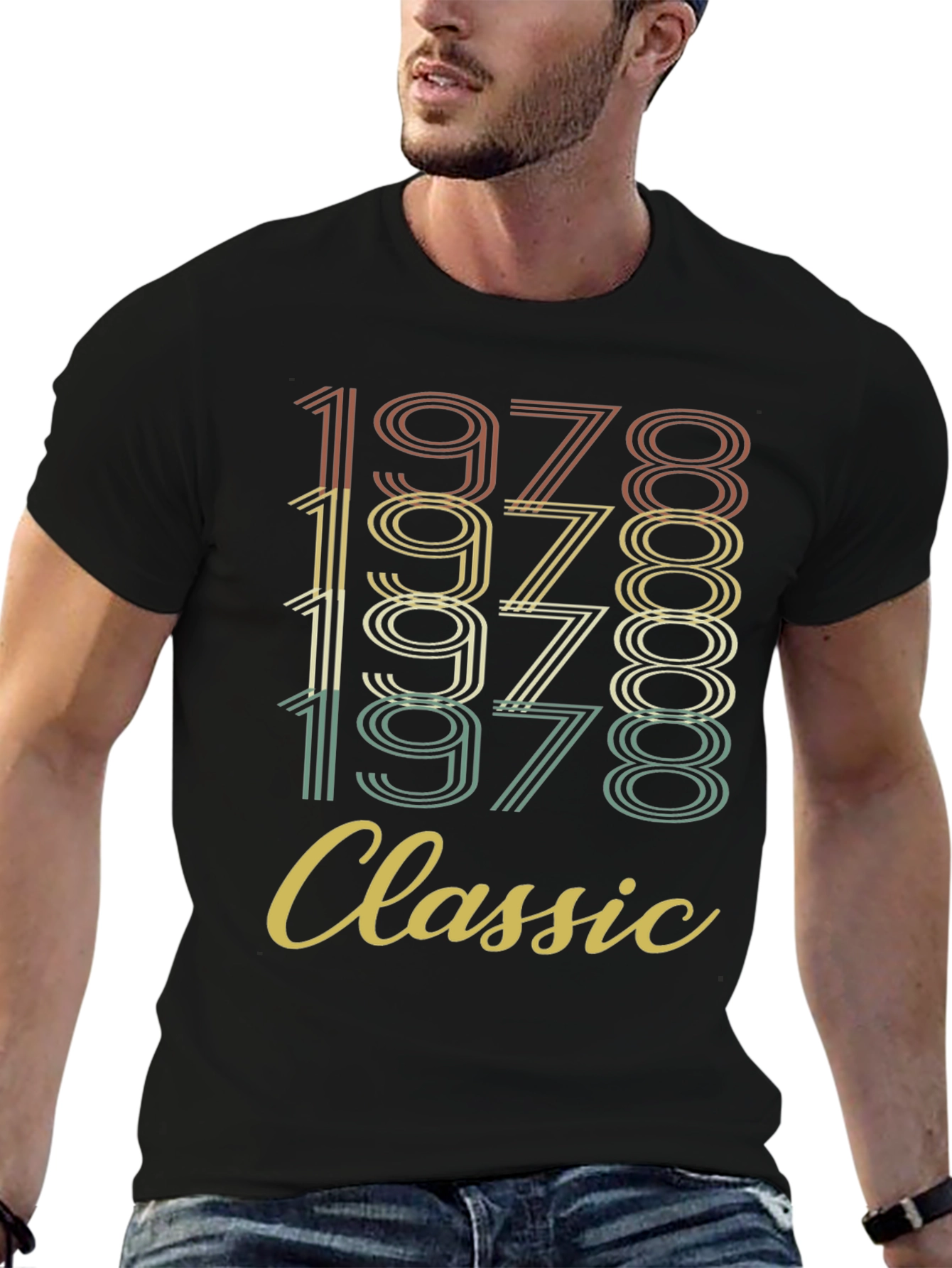 Black Vintage 1978 Classic Birthday T-Shirt view 6