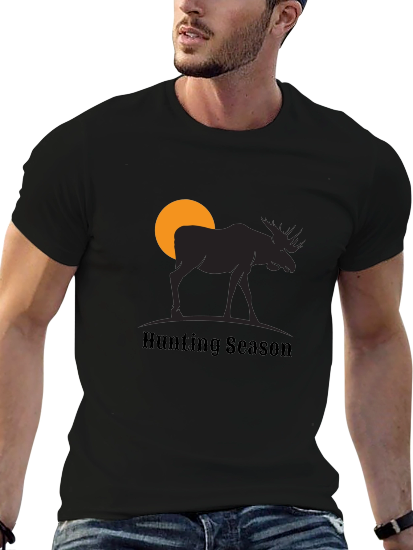 Black Hunting Season Moose Graphic T-Shirt view 6