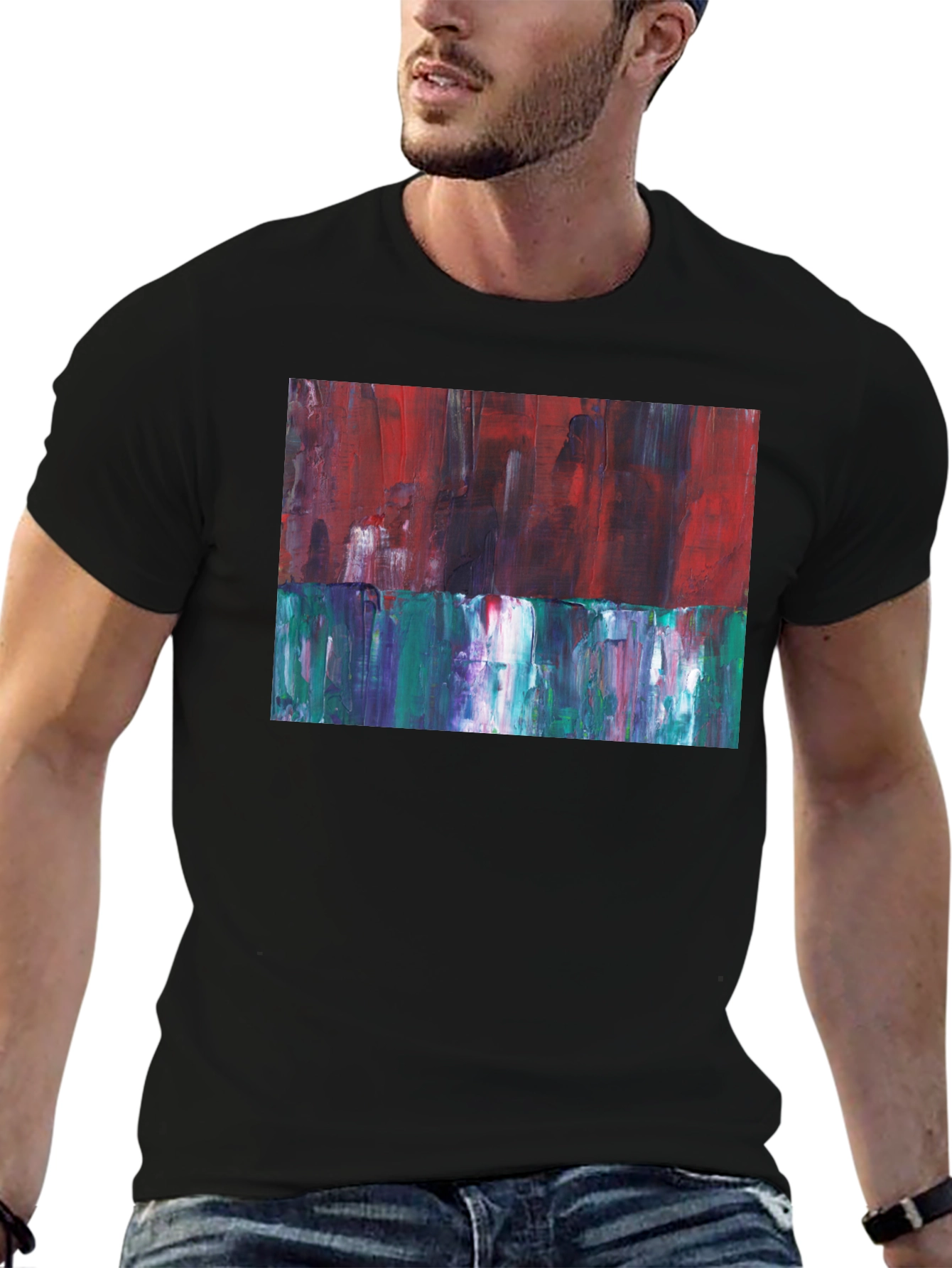 Black Abstract Expression Tee - Artistic Fashion Statement view 6