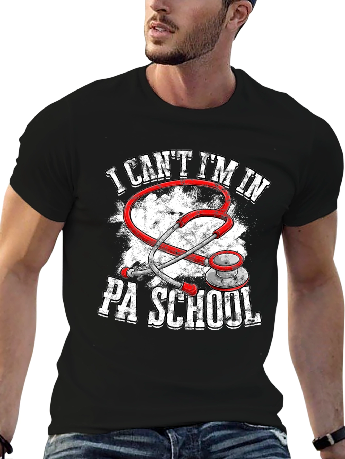 Black PA School Stethoscope Graphic Tee view 6