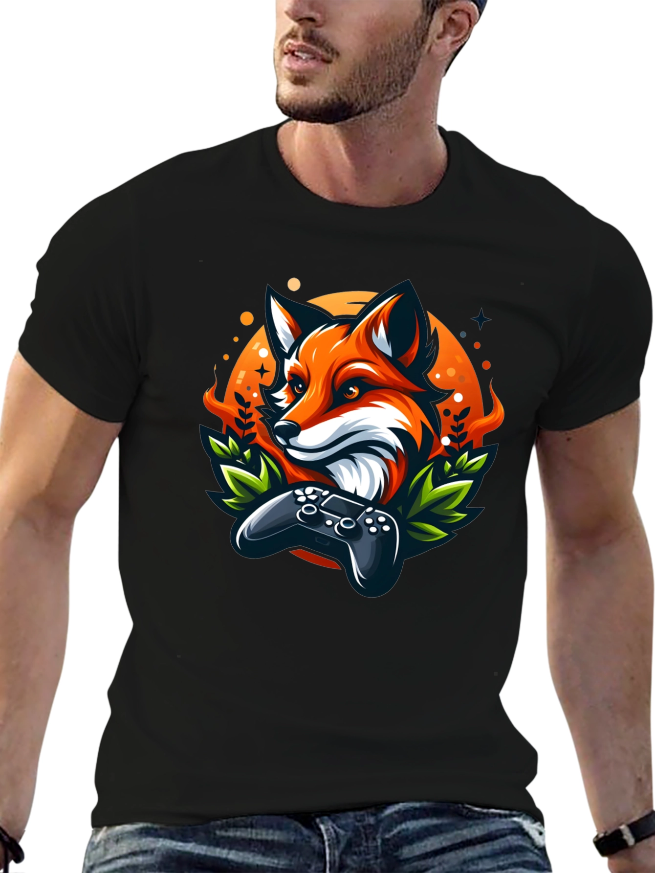 Black Fox Gamer T-Shirt - Cool Graphic Tee view 6