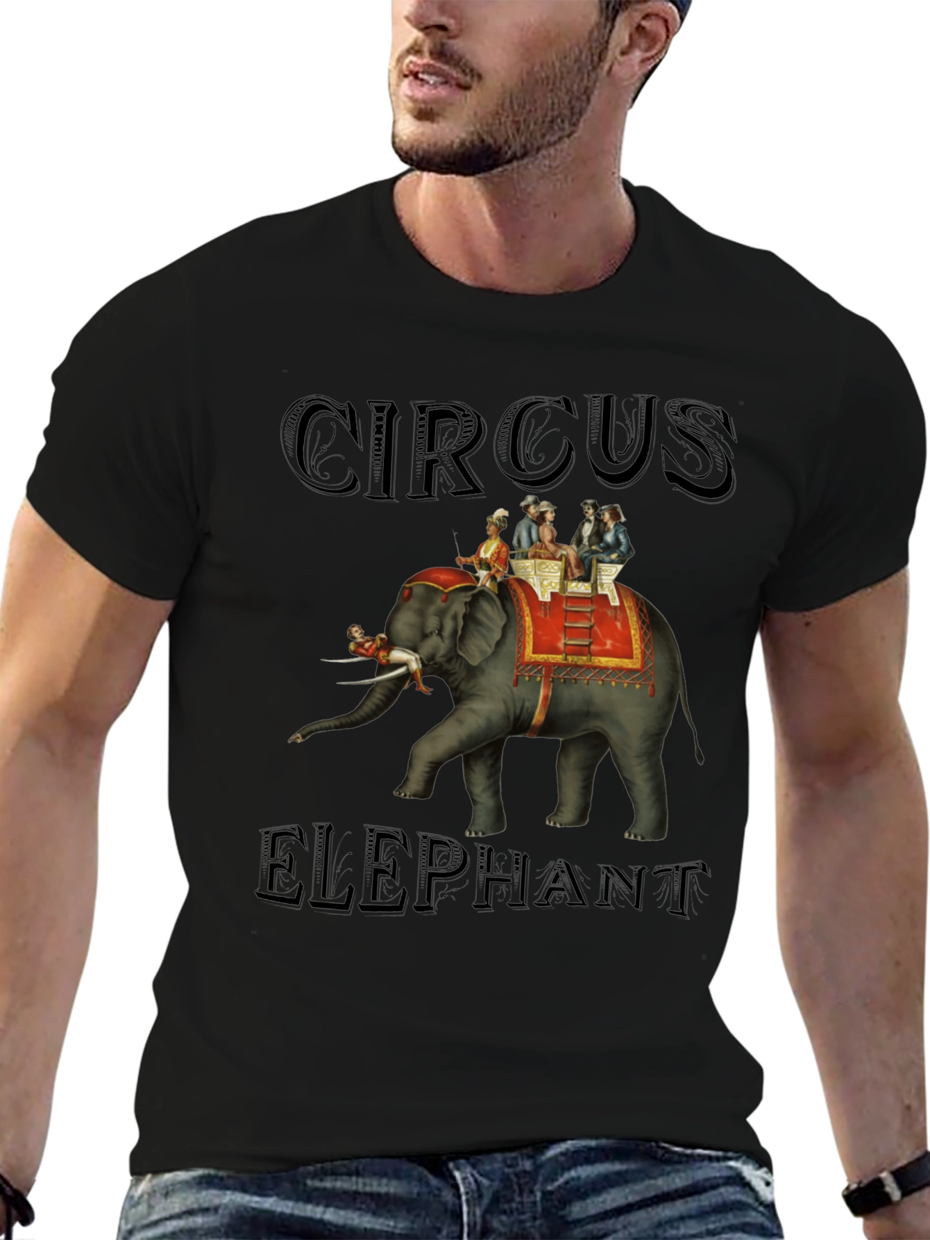 Black Circus Elephant Graphic Tee view 6