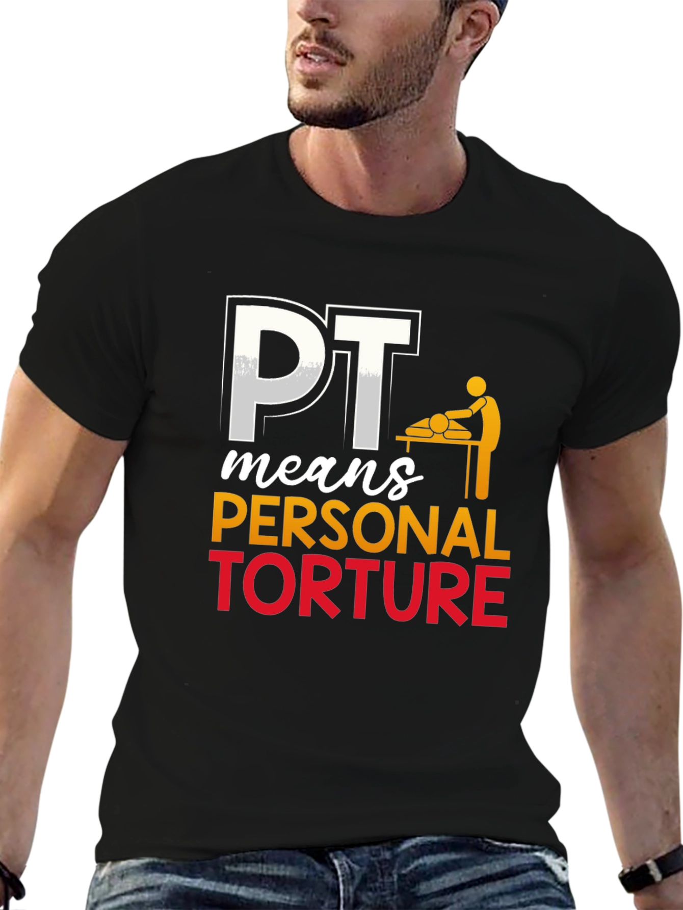 Black PT Means Personal Torture Graphic T-Shirt view 6