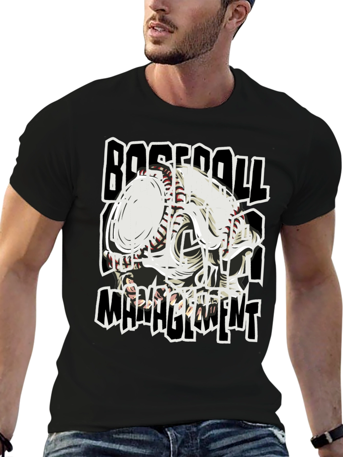 Black Baseball Management Graphic Tee view 6