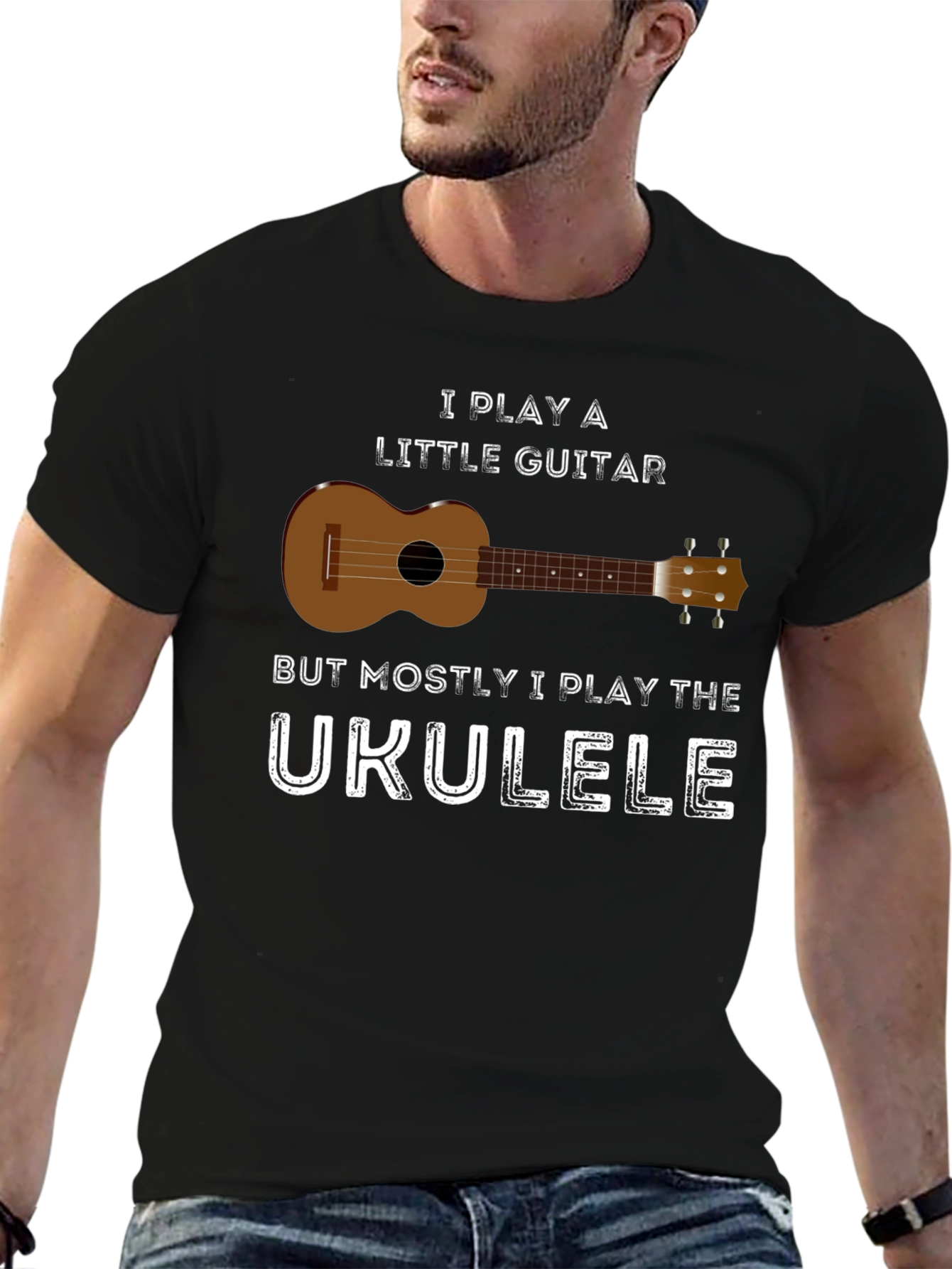 Black Ukulele T-Shirt - Funny Ukulele Player Tee view 6