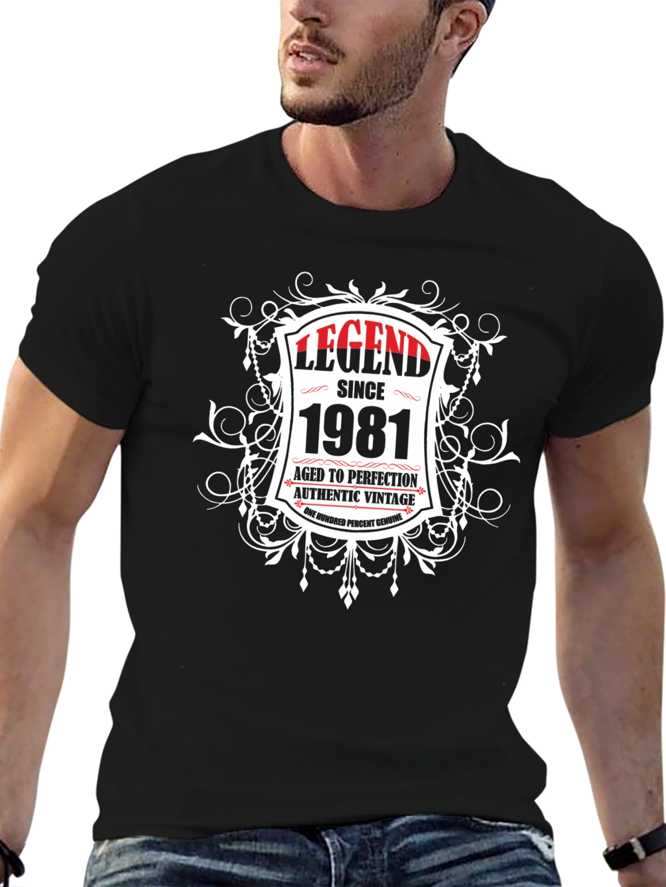 Black Legend Since 1981 Vintage Style T-Shirt view 6