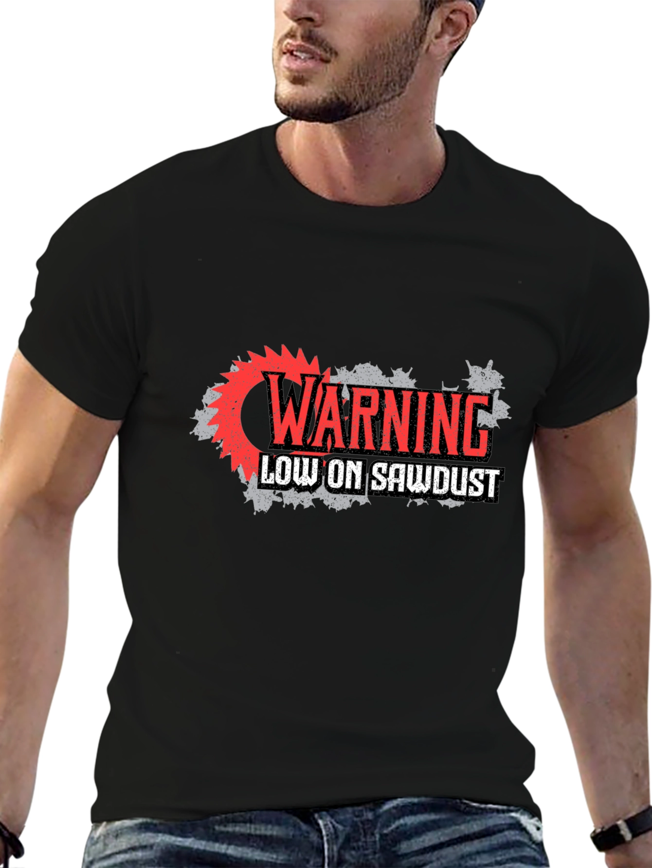 Black Warning Low on Sawdust Graphic Tee - Black view 6