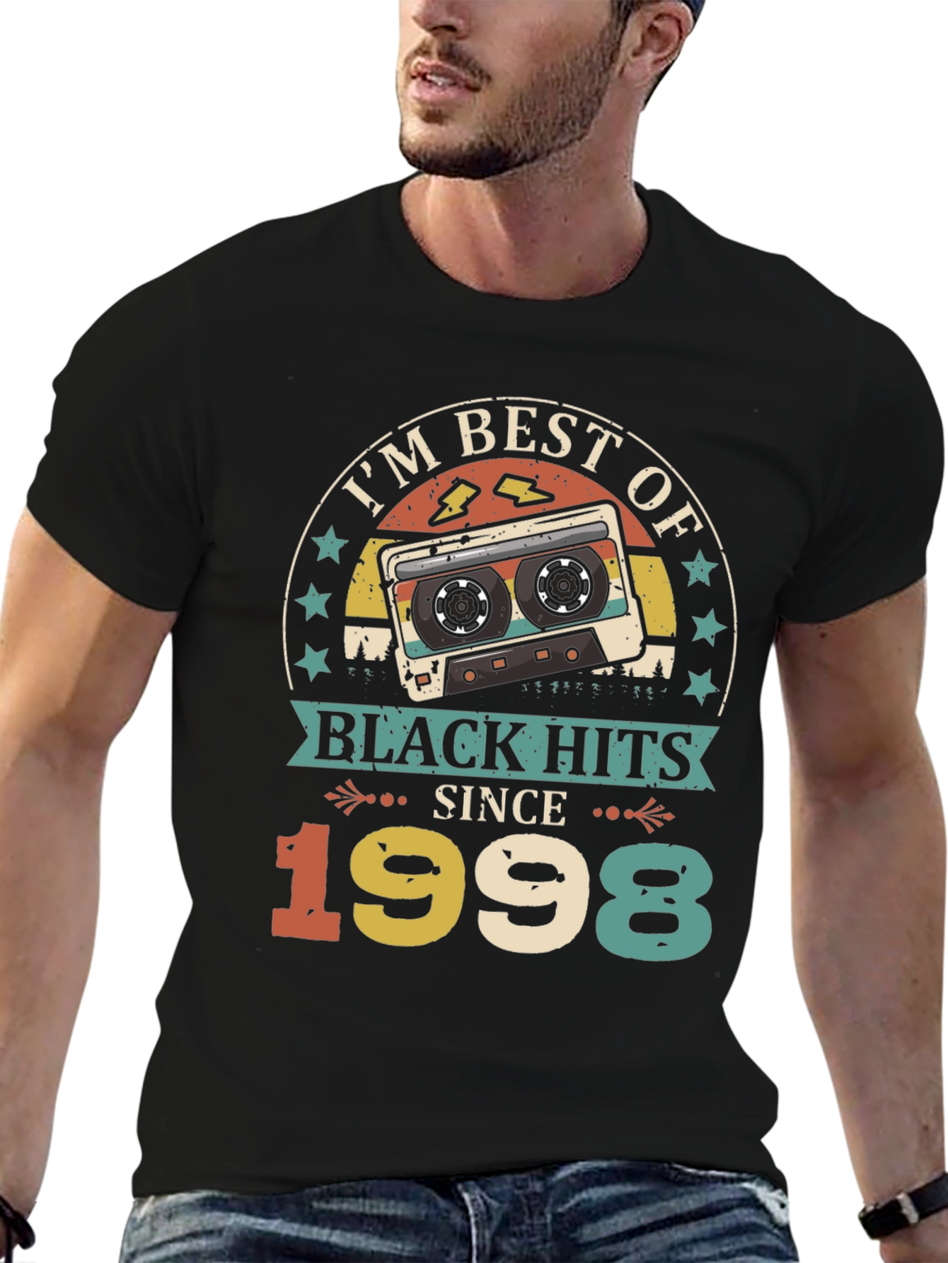 Black Best of Black Hits Since 1998 Cassette Tape T-Shirt view 6