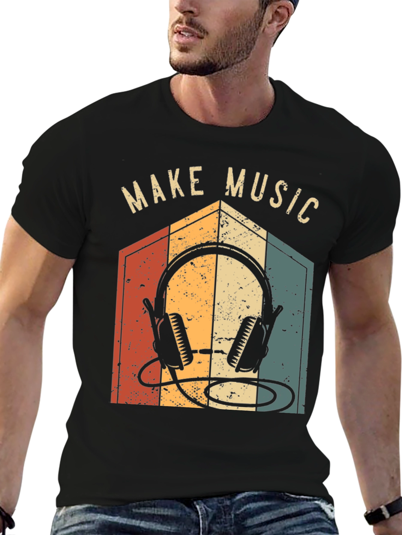 Black Make Music Retro Graphic Tee view 6