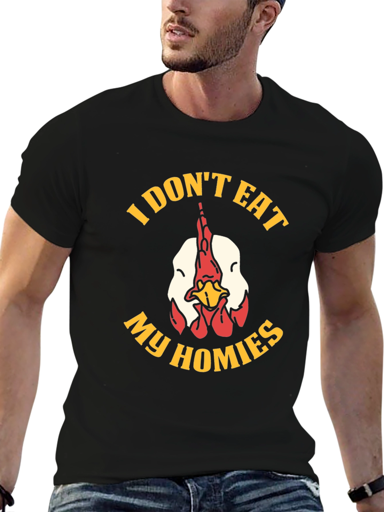 Black I Don't Eat My Homies Chicken Graphic Tee view 6