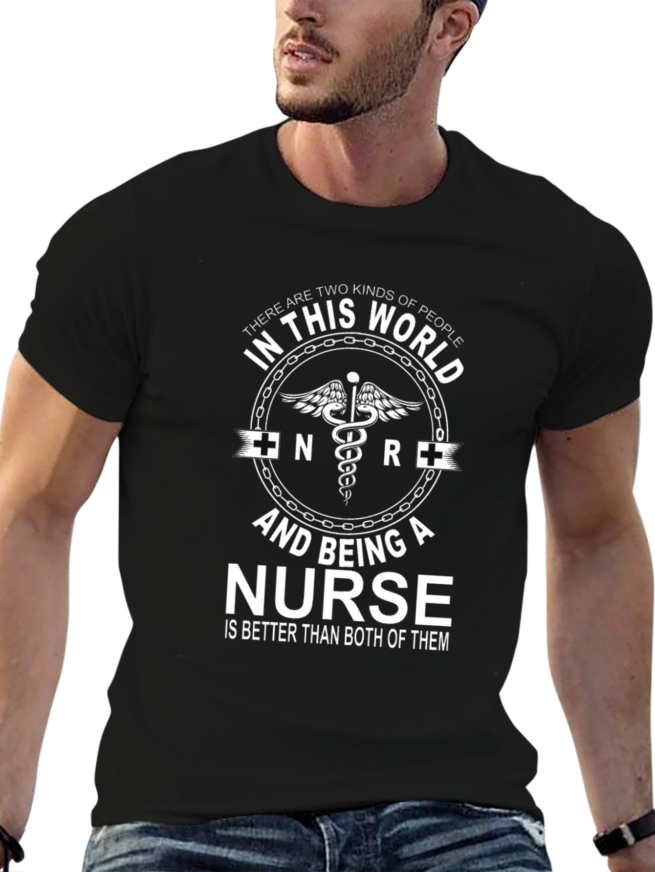 Black Nurse T-Shirt - Two Kinds of People Graphic Tee view 6