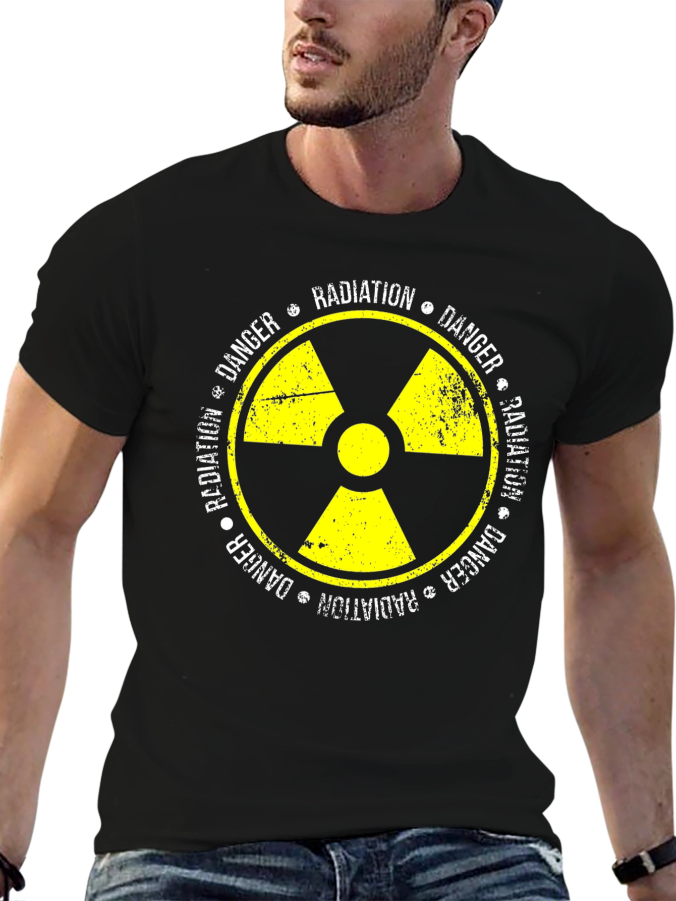 Black Radiation Danger Symbol Graphic Tee view 6