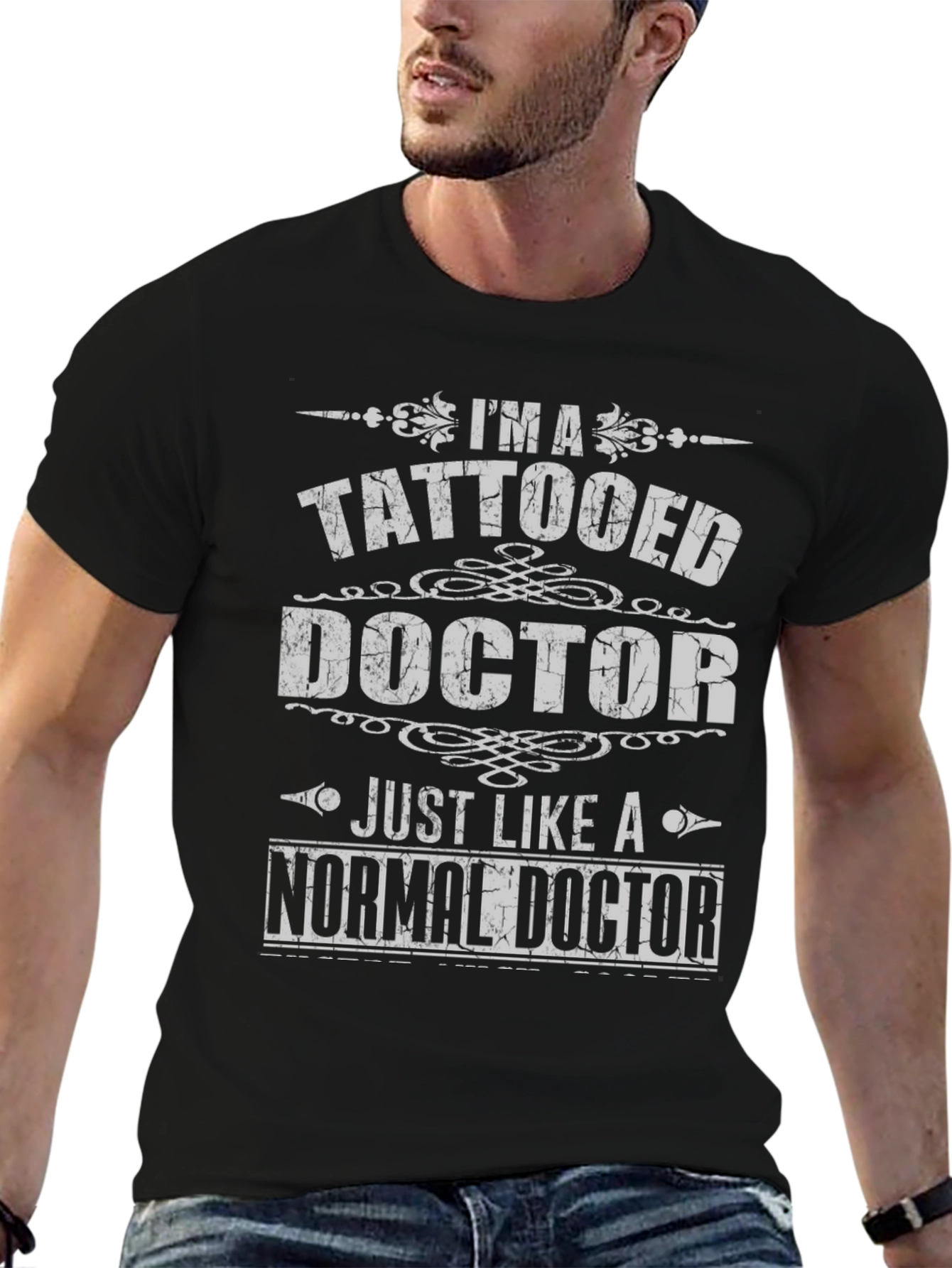 Black Tattooed Doctor T-Shirt - Novelty Graphic Tee view 6