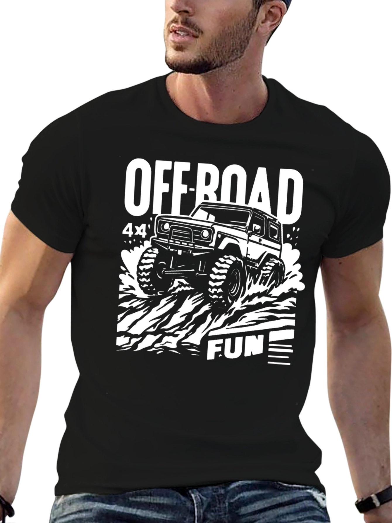 Black Off-Road Fun 4x4 Graphic T-Shirt - Black view 6