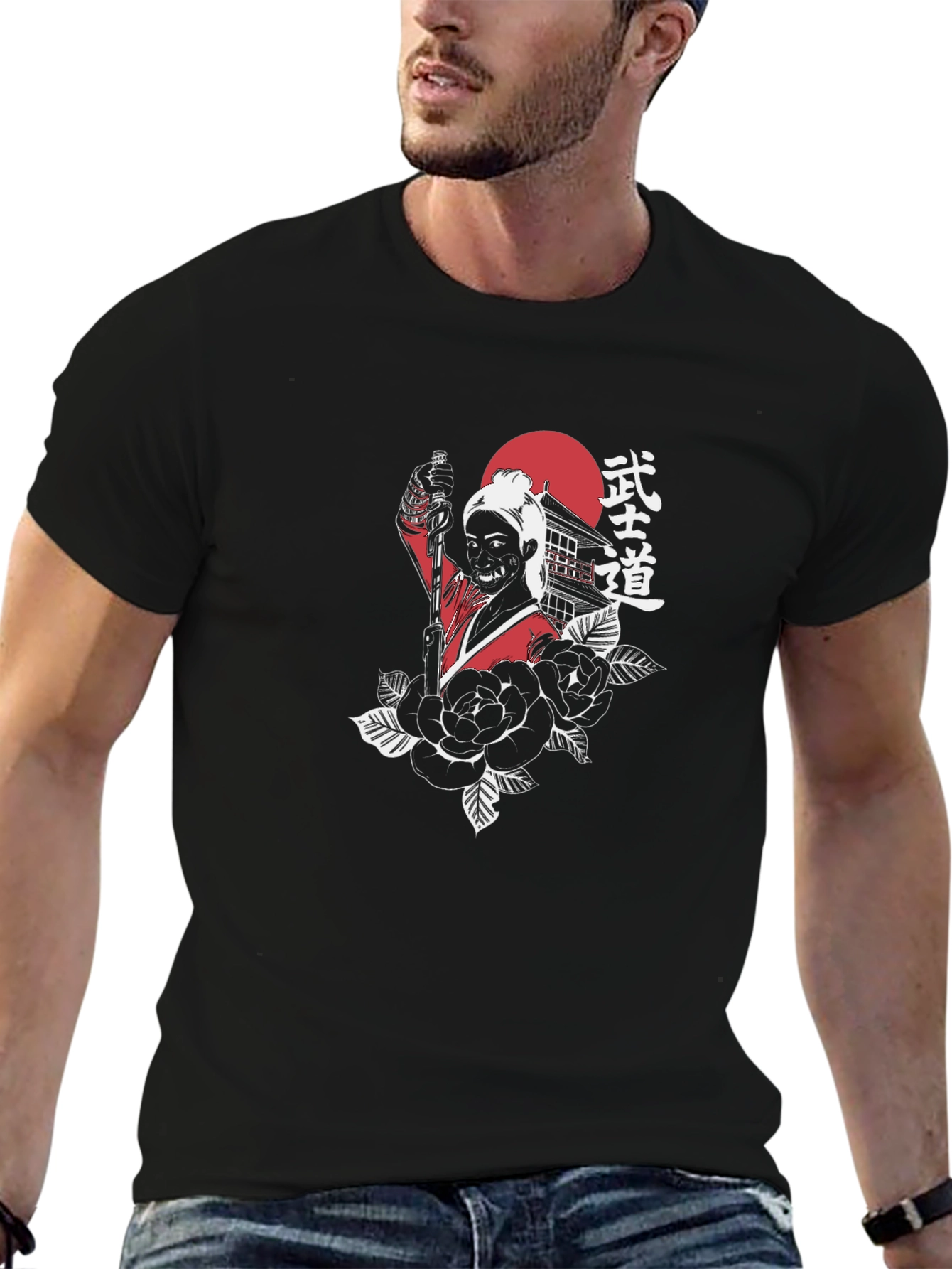 Black Samurai Graphic Black T-Shirt view 6