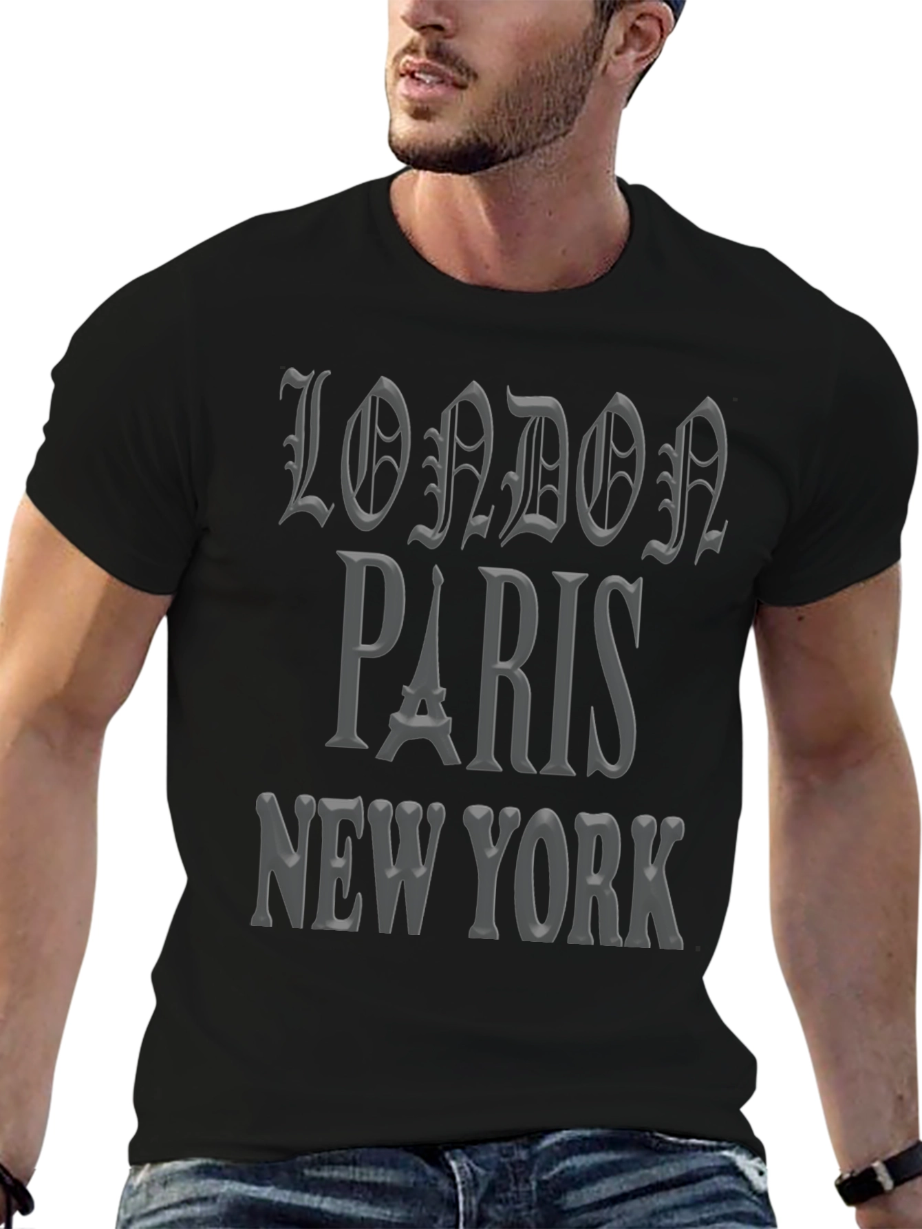Black London Paris New York Graphic Tee view 6