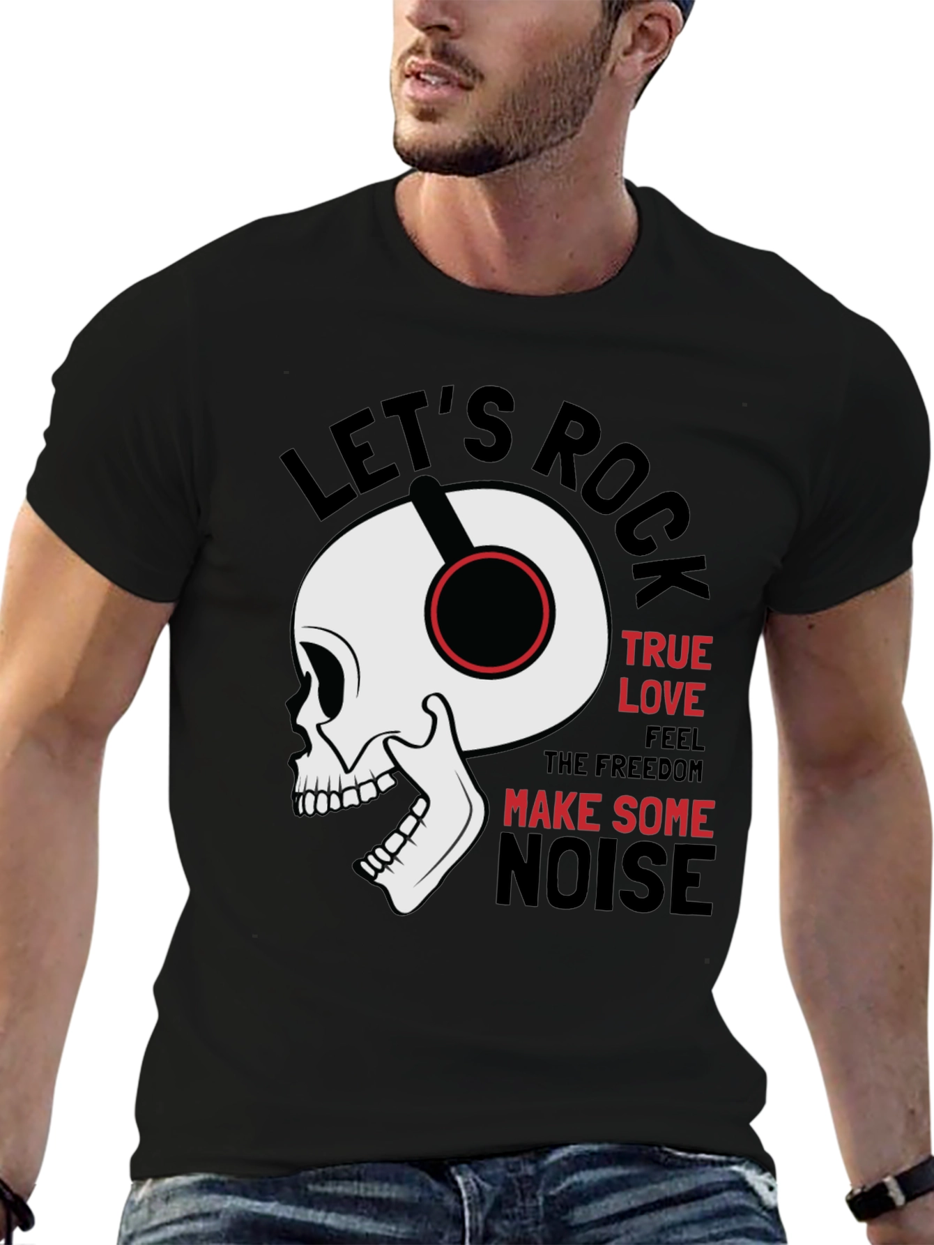 Black Rock Music Graphic Tee - Skull with Headphones view 6