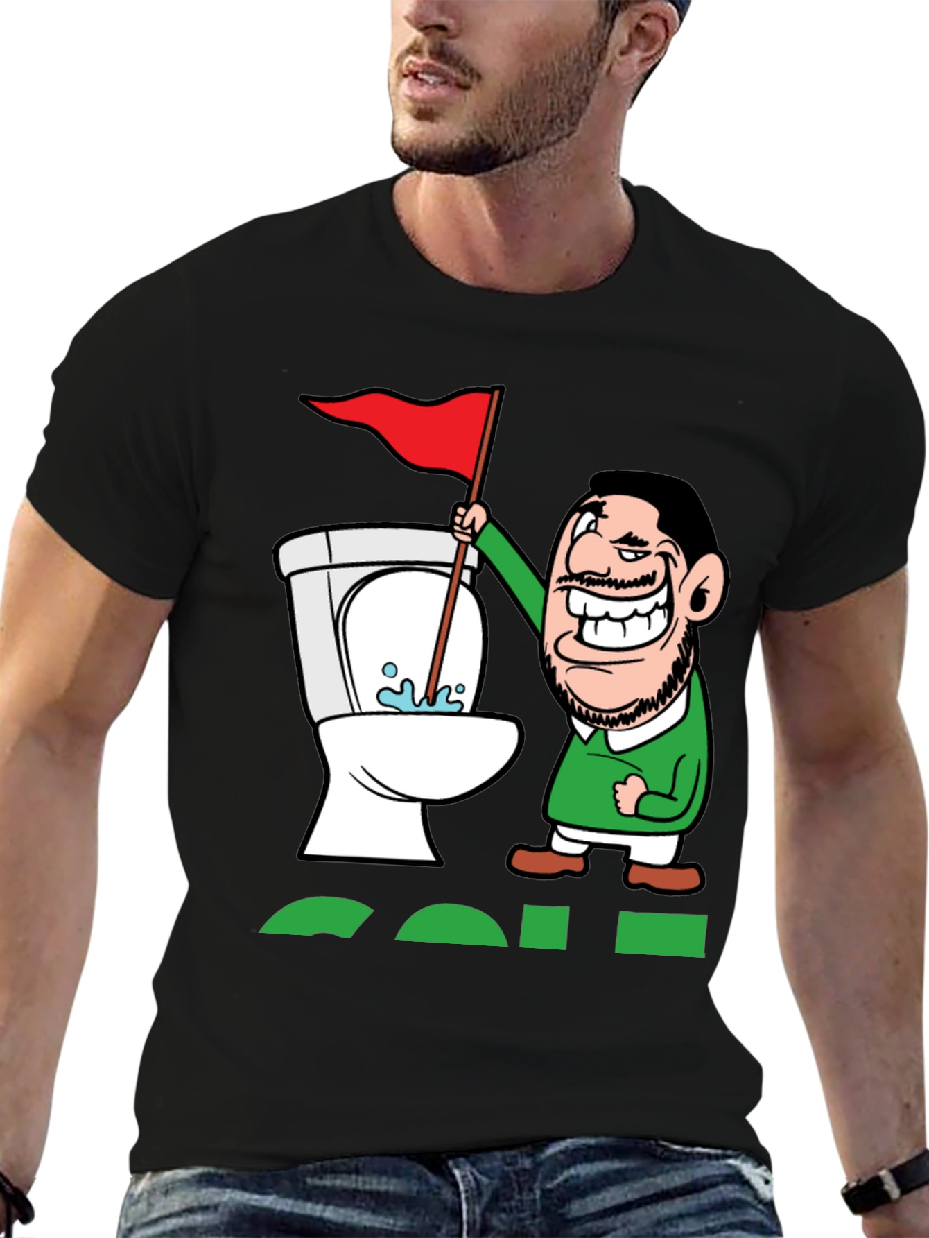 Black Toilet Humor Golf Tee view 6