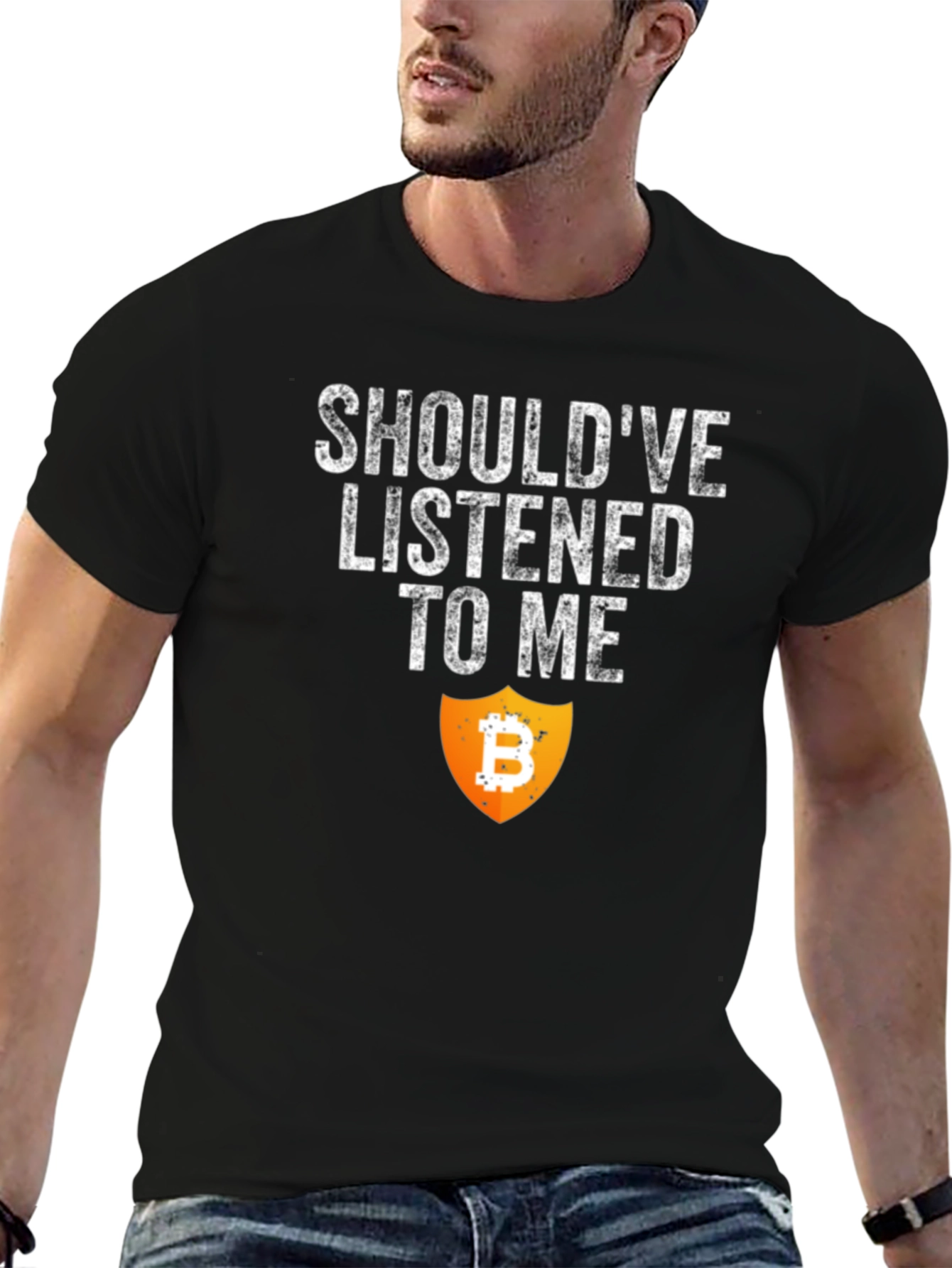 Black Bitcoin Crypto T-Shirt - Should've Listened view 6