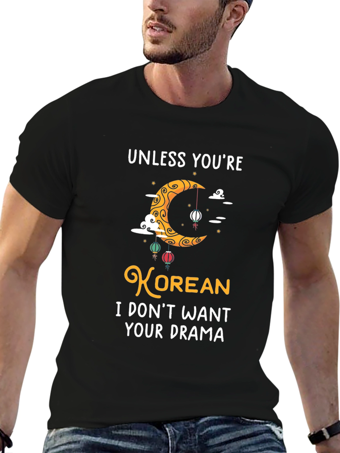 Black Unless You're Korean Funny Graphic T-Shirt view 6
