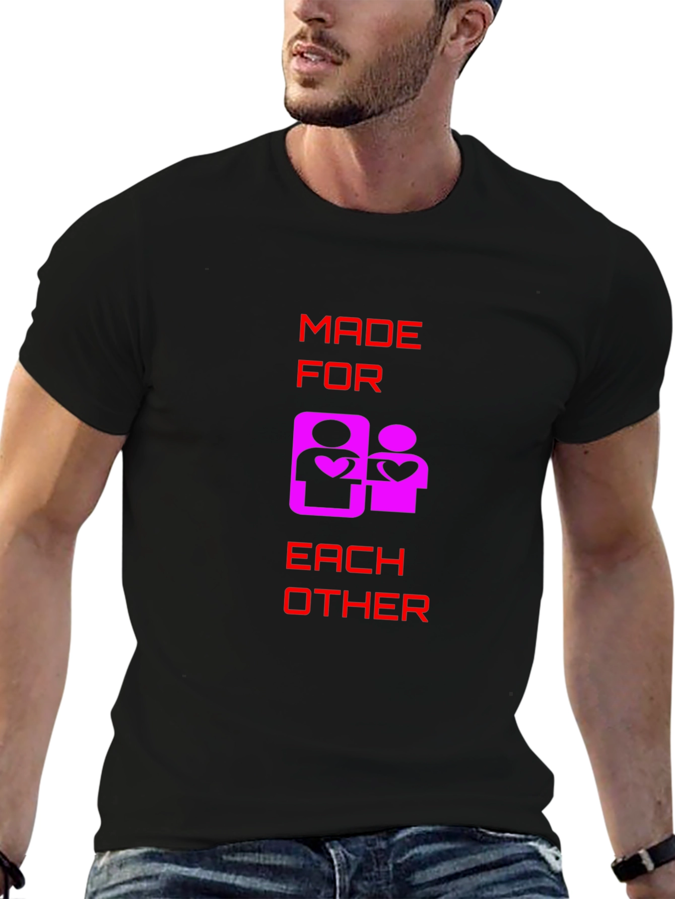 Black Made For Each Other Graphic Tee - Black view 6