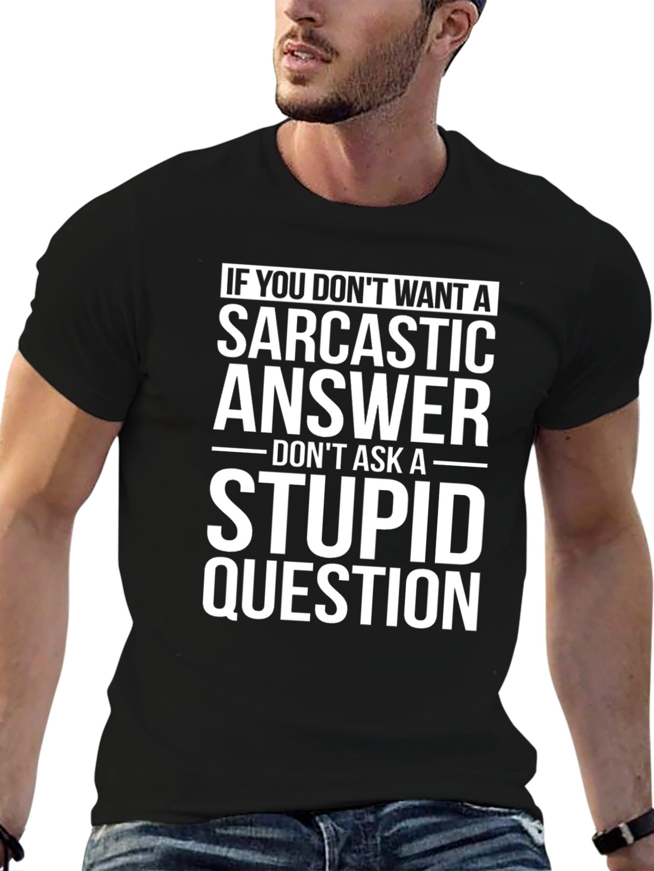 Black Sarcastic Answer T-Shirt - Funny Graphic Tee view 6