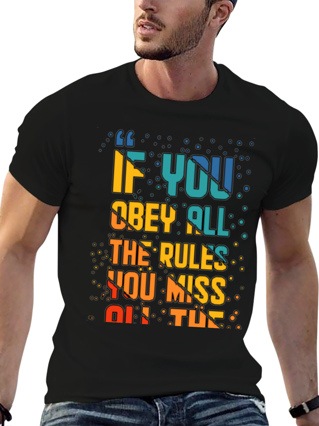 Black Rule Breaker Graphic Tee - Obey All The Rules You Miss Out Fun Shirt view 6