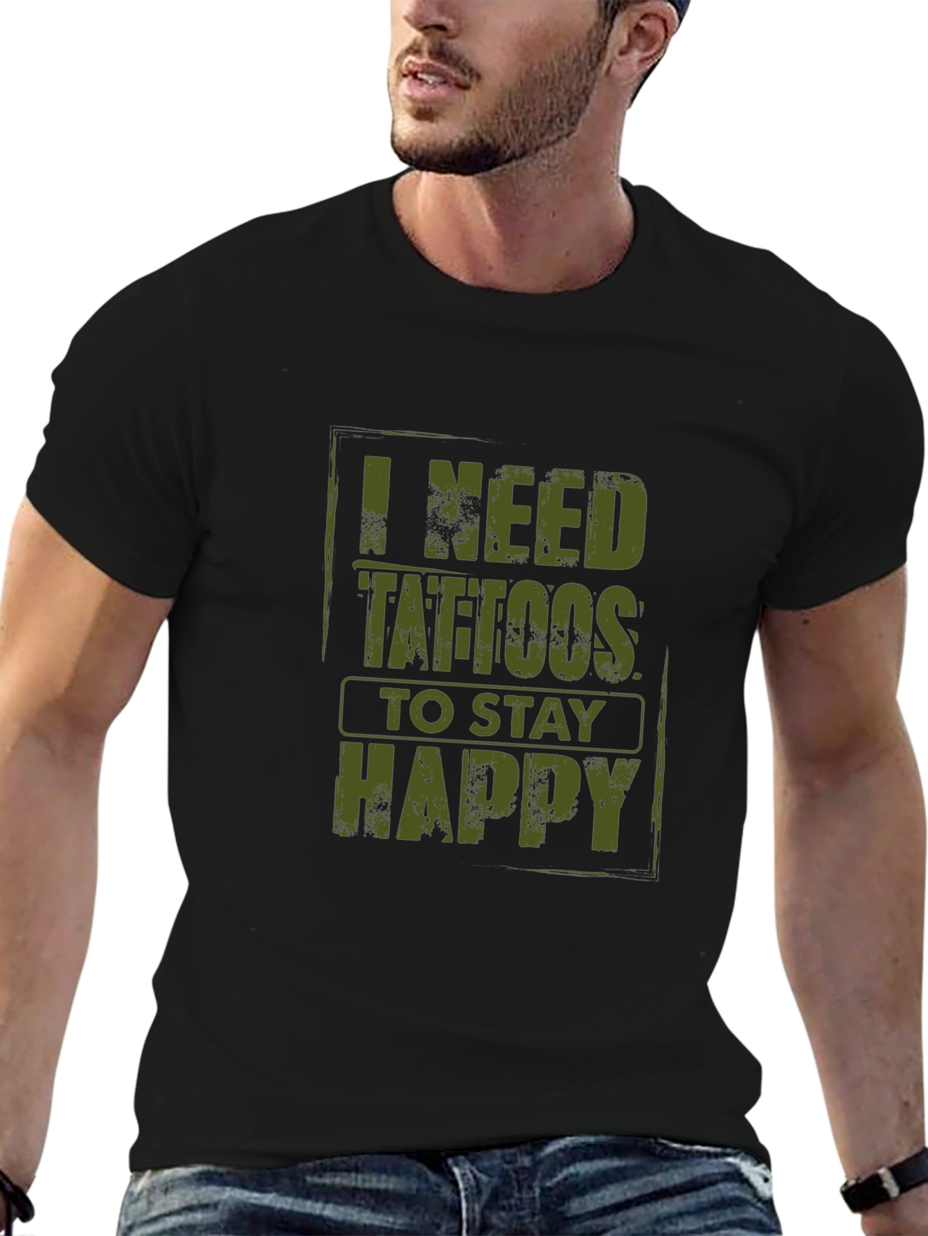 Black I Need Tattoos To Stay Happy Graphic Tee view 6