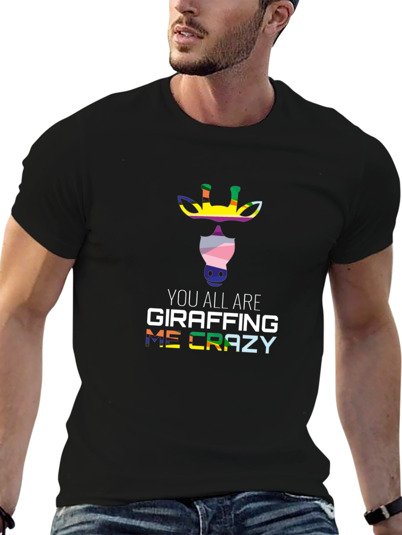 Black Giraffe Crazy T-Shirt: Fun, Colorful Design view 6