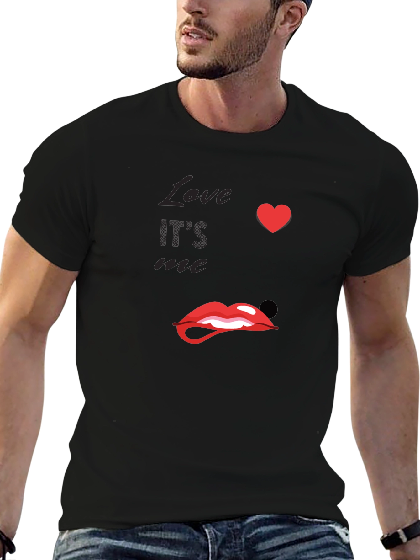 Black Love Lips Graphic Tee - Stylish Unisex T-Shirt view 6