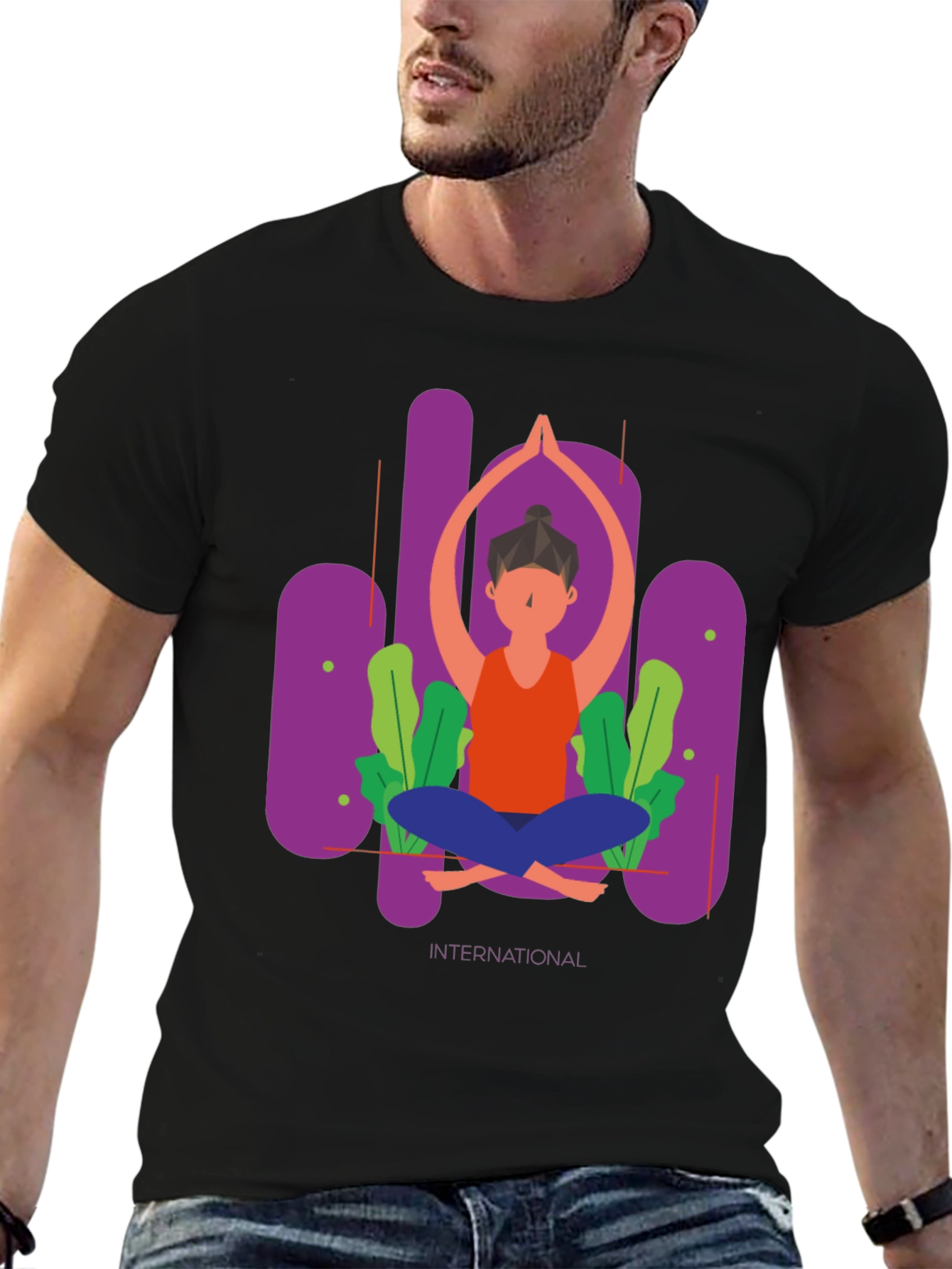 Black Yoga International T-Shirt view 6