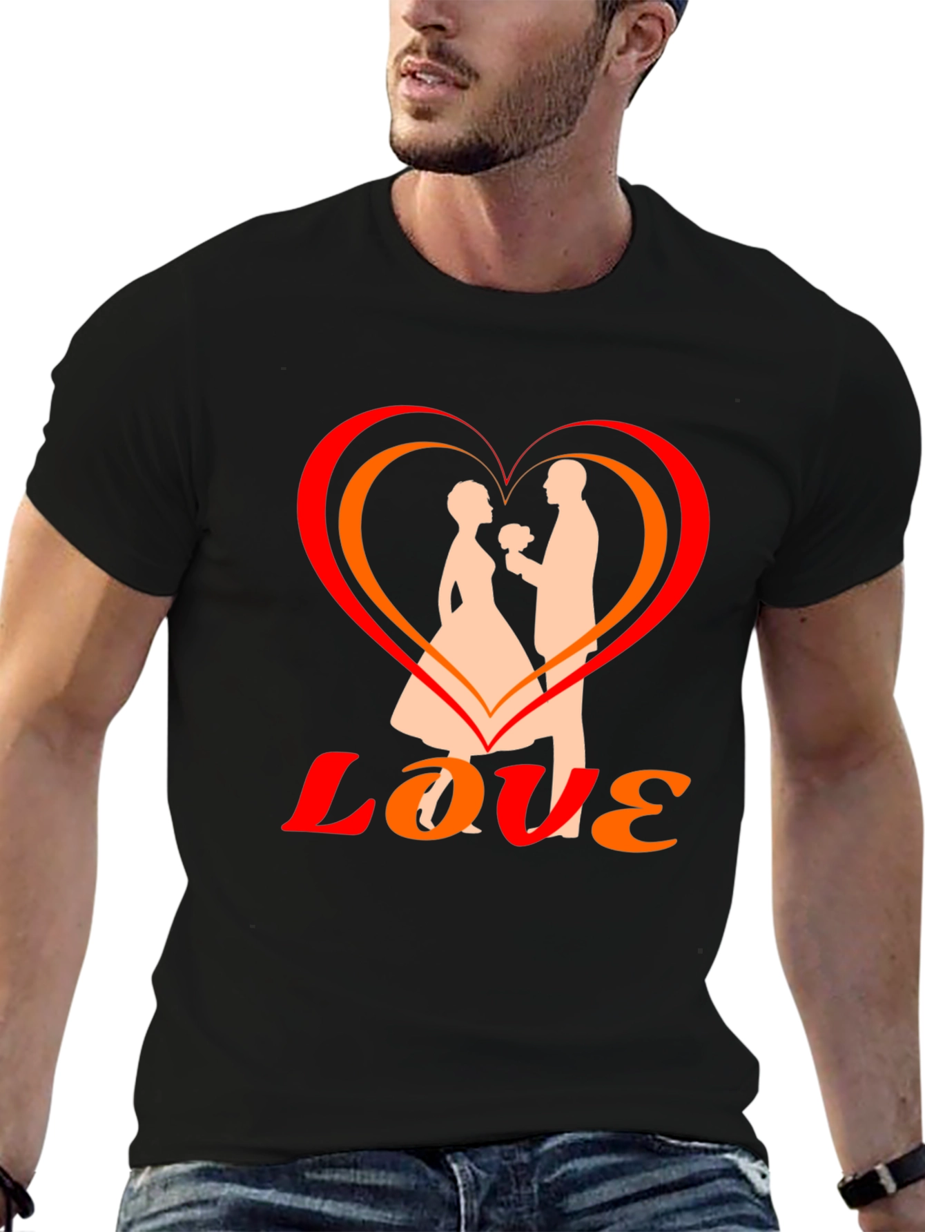 Black Love Graphic Tee - Heart Couple Design view 6