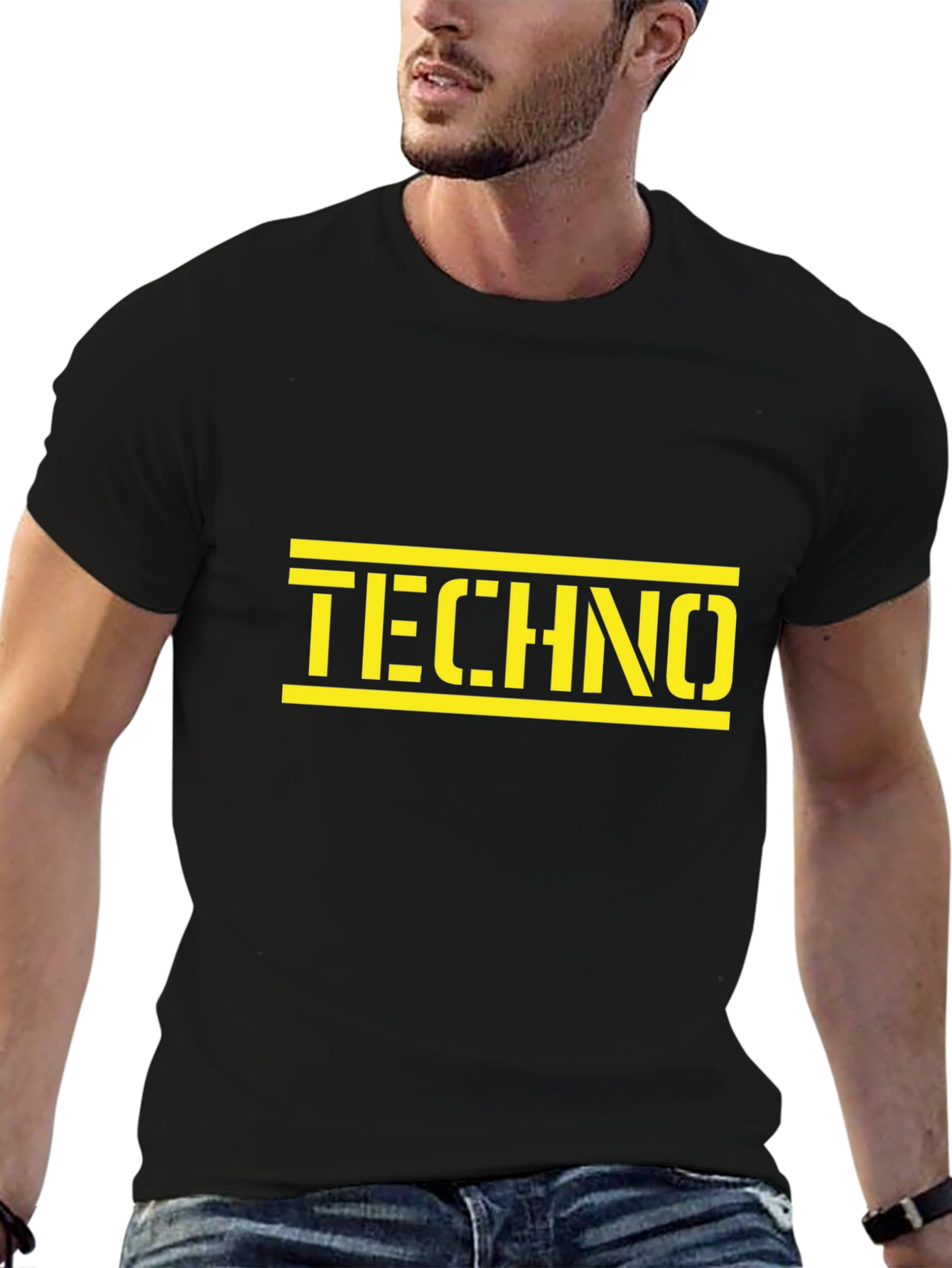Black Techno Graphic Tee - Black Cotton view 6