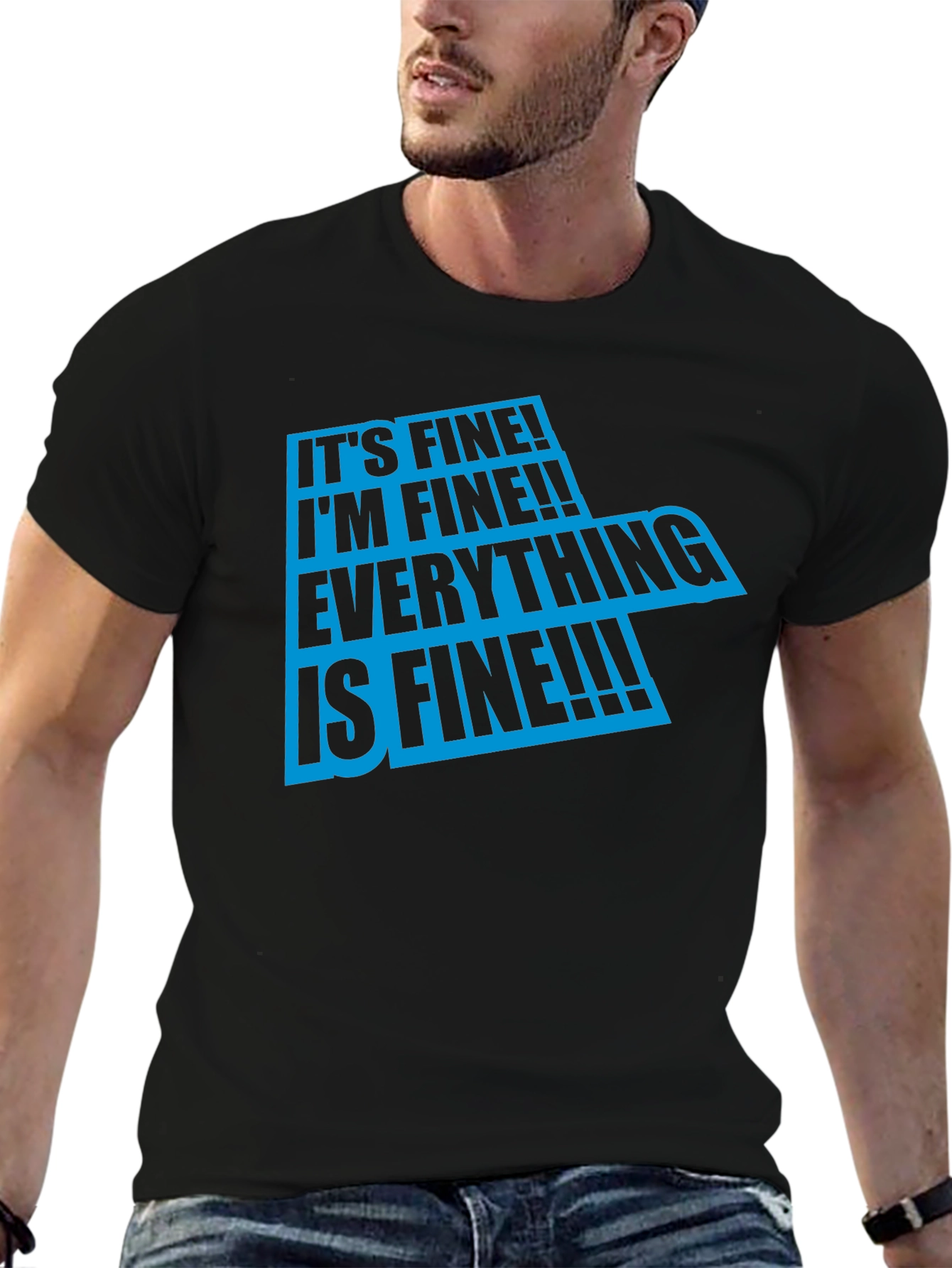 Black It's Fine Graphic T-Shirt - Comfort & Style view 6