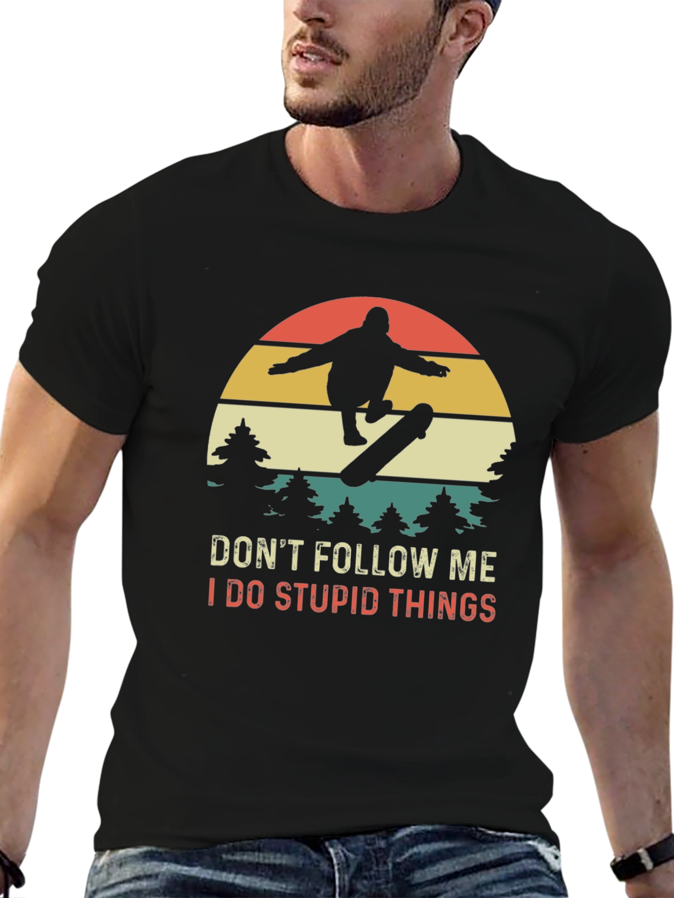 Black Skateboarder Graphic Tee - Don't Follow Me T-Shirt view 6