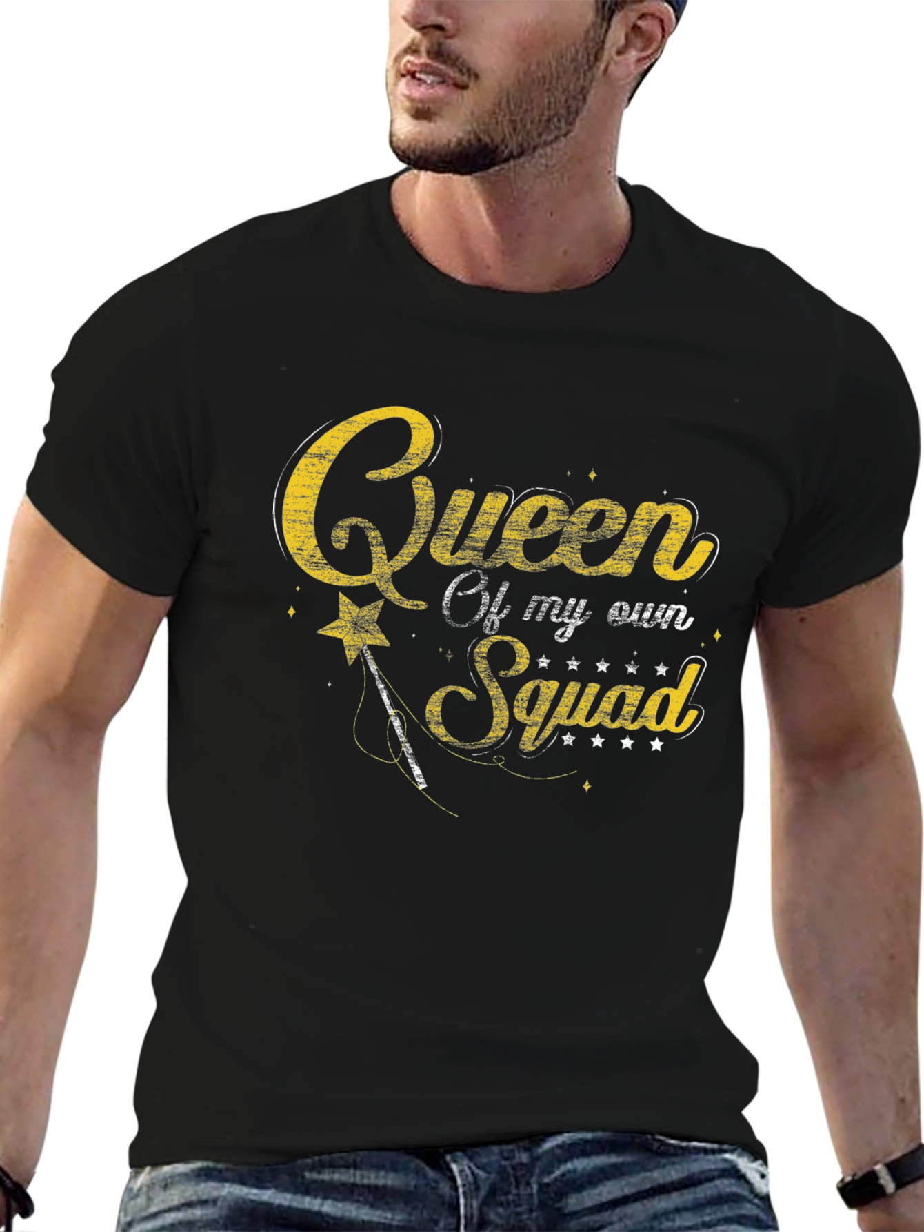 Black Queen of My Own Squad Black T-Shirt view 6