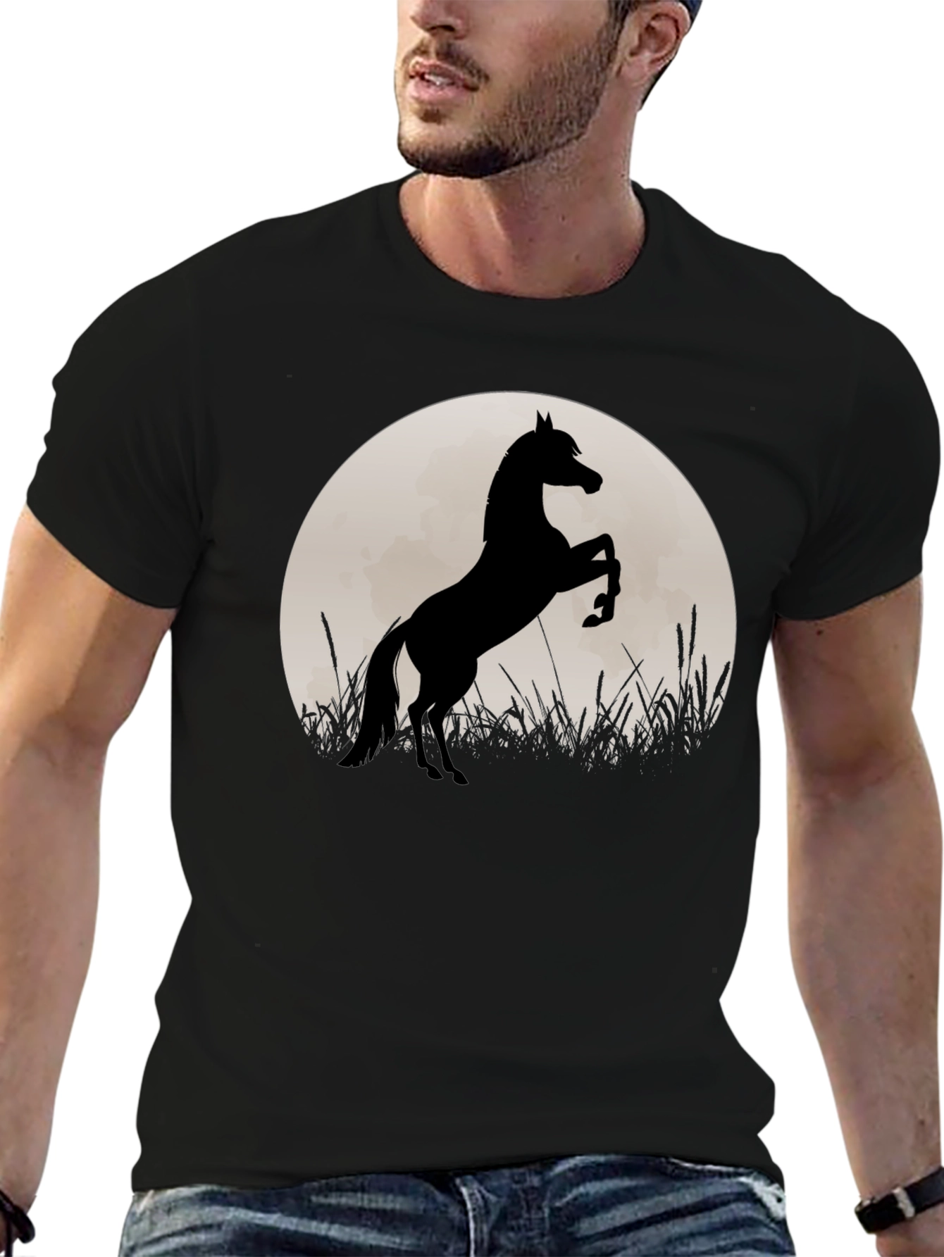 Black Horse Silhouette T-Shirt - Black view 6