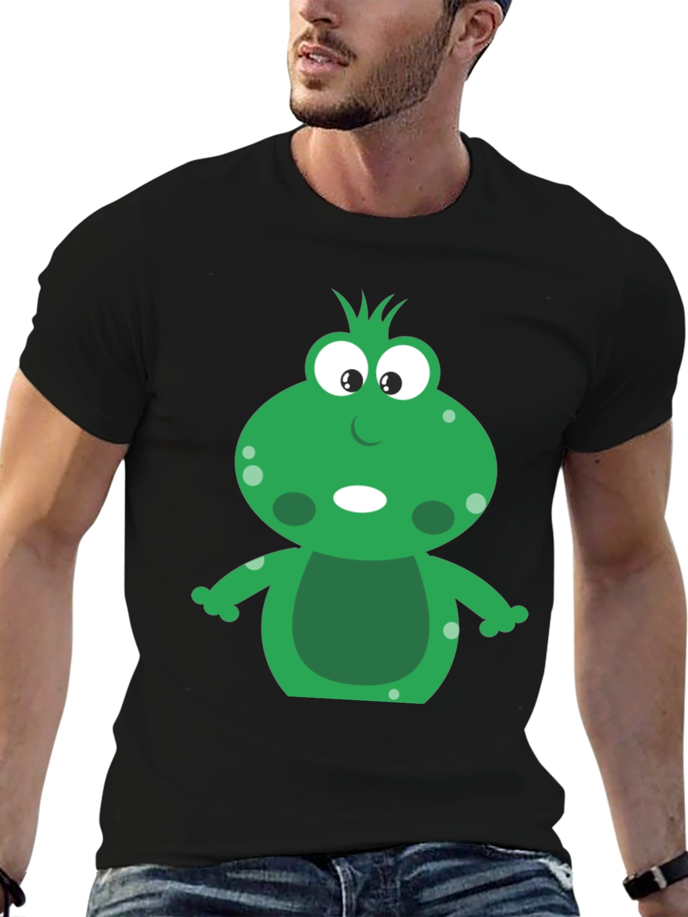 Black Cute Frog Graphic T-Shirt - Unisex view 6