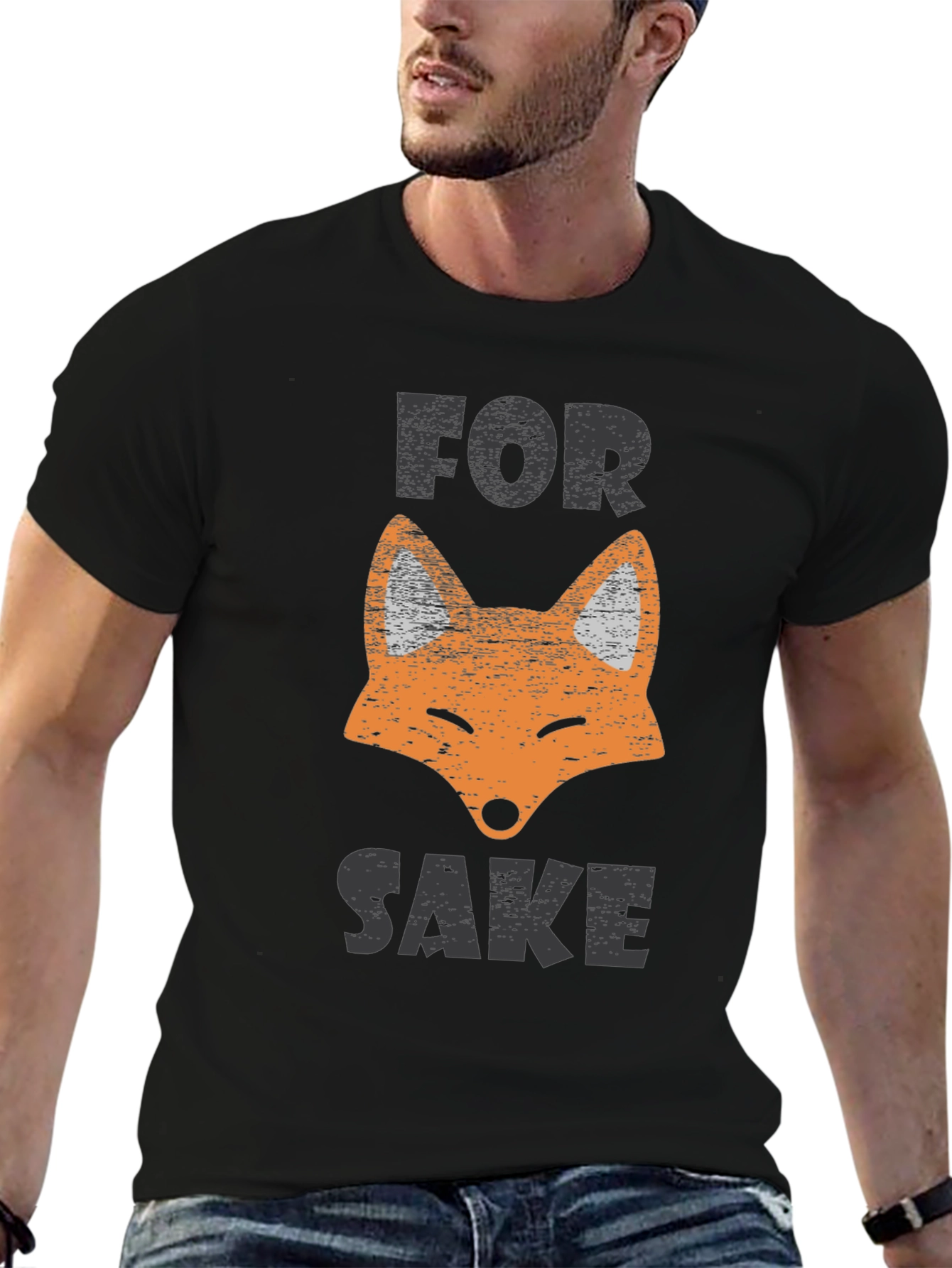 Black For Fox Sake T-Shirt - Novelty Graphic Tee view 6