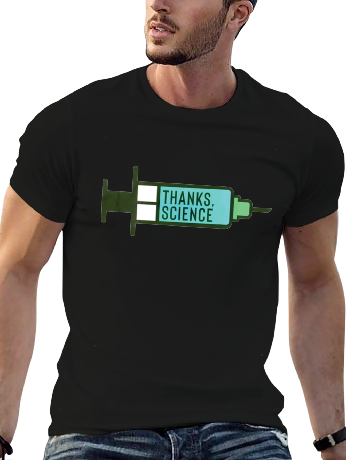 Black Thanks Science Graphic Tee - Black Cotton Casual T-Shirt view 6